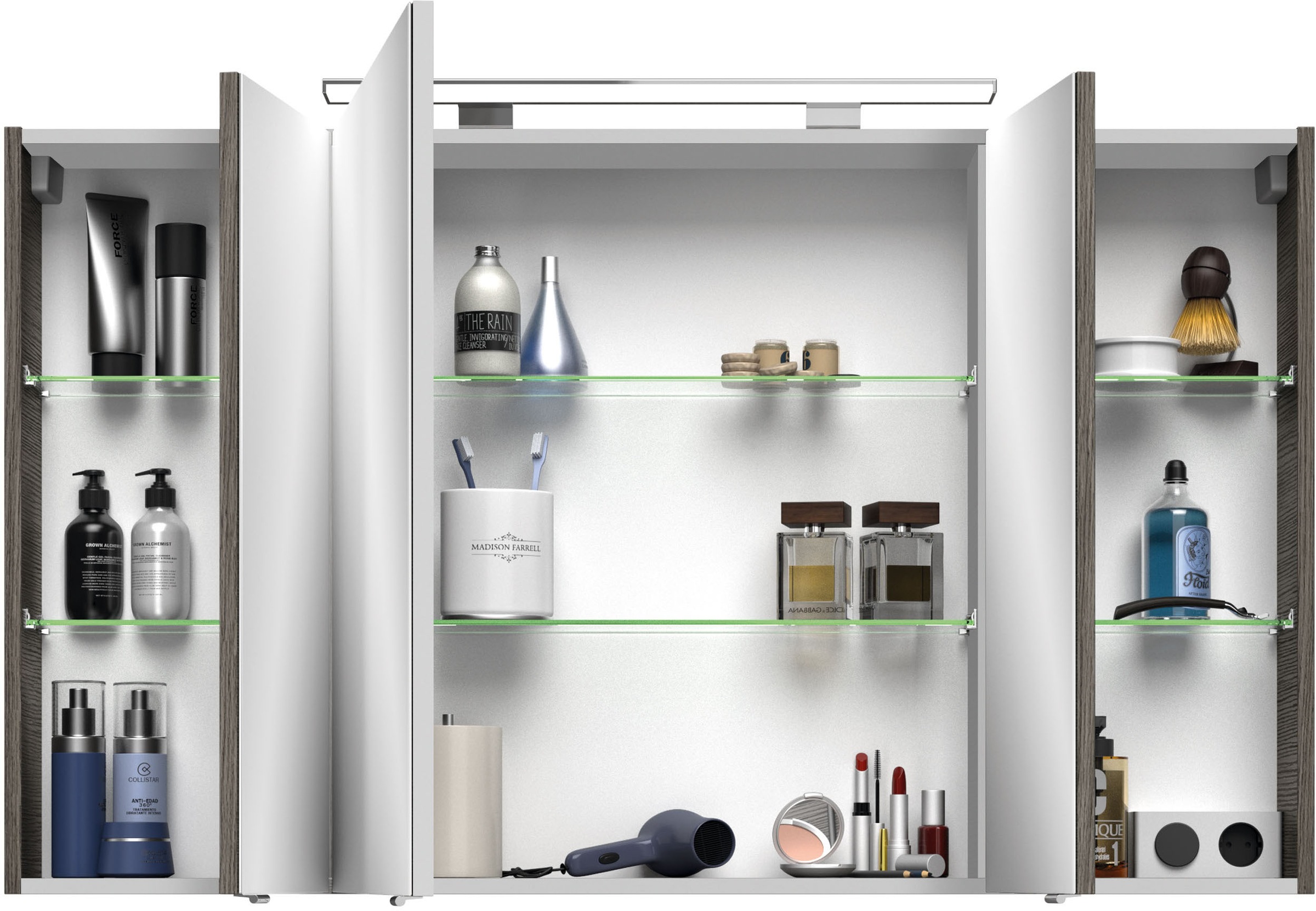 Saphir Badmöbel-Set »Serie 4010 2-teilig Keramik-Waschtisch mit LED-Spiegelschrank«, (Set), Badezimmer Set 120,5 cm breit, inkl. Türdämpfer, 5 Türen, 2 Schubladen