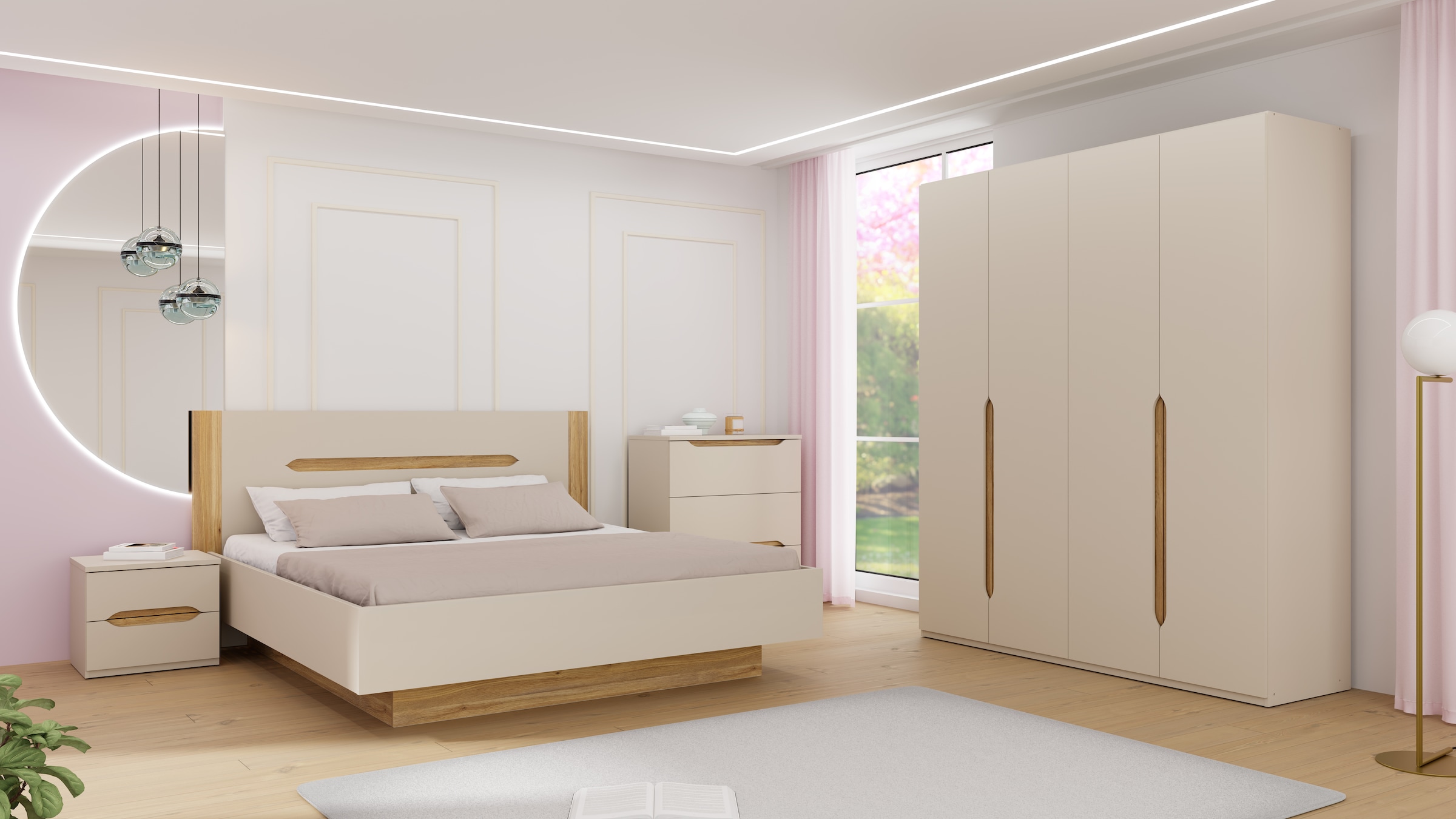 FORTE Drehtürenschrank, Höhe 2,10 mtr., stehende Montage, Grifflos