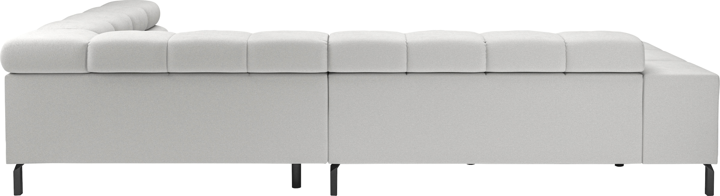 INOSIGN Ecksofa »Ancona New, wahlweise motorische Sitztiefenverstellung, auch in Cord«, feine Steppung, mit Kopfteilverstellung, 3 Zierkissen, L-Form