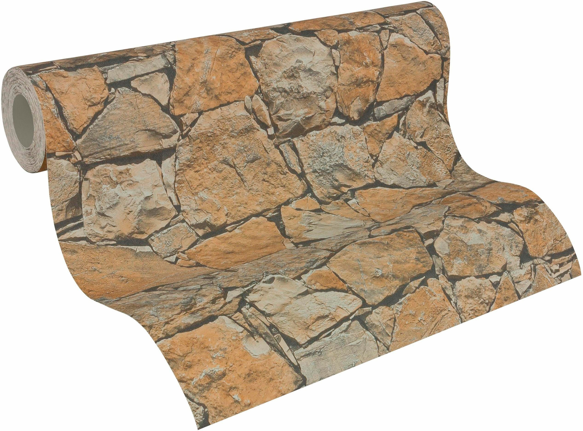 living walls Vliestapete »Best of Wood`n Stone 2nd Edition«, Steinoptik-gemustert-Motiv, Steintapete matt leicht strukturiert Tapeten Wohnzimmer Schlafzimmer