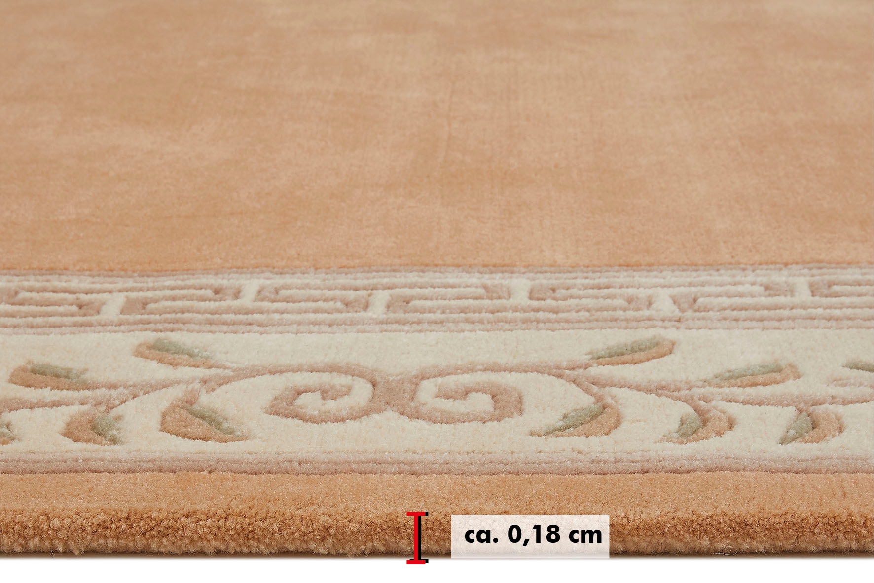 LUXOR living Wollteppich »Adour«, rechteckig, 18 mm Höhe, reine Wolle, handgeknüpft, mit Bordüre und Fransen, Wohnzimmer