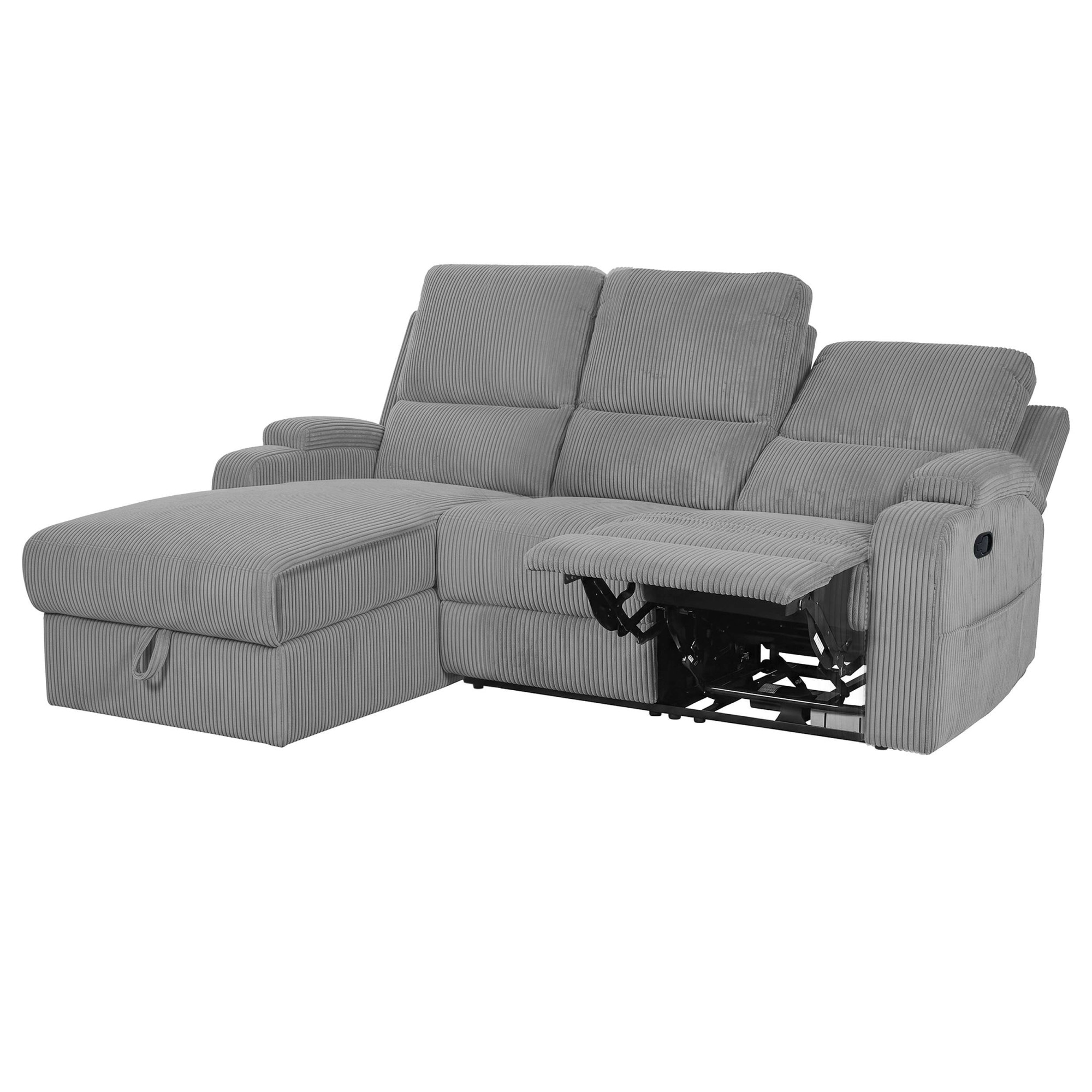 OTTO home Ecksofa »NAPORI Cord, L-Form, 210cm, man./elektr. Relaxfunktion« USB-A bei elektr. Variante, Staukasten, Seitentaschen u. Federkern