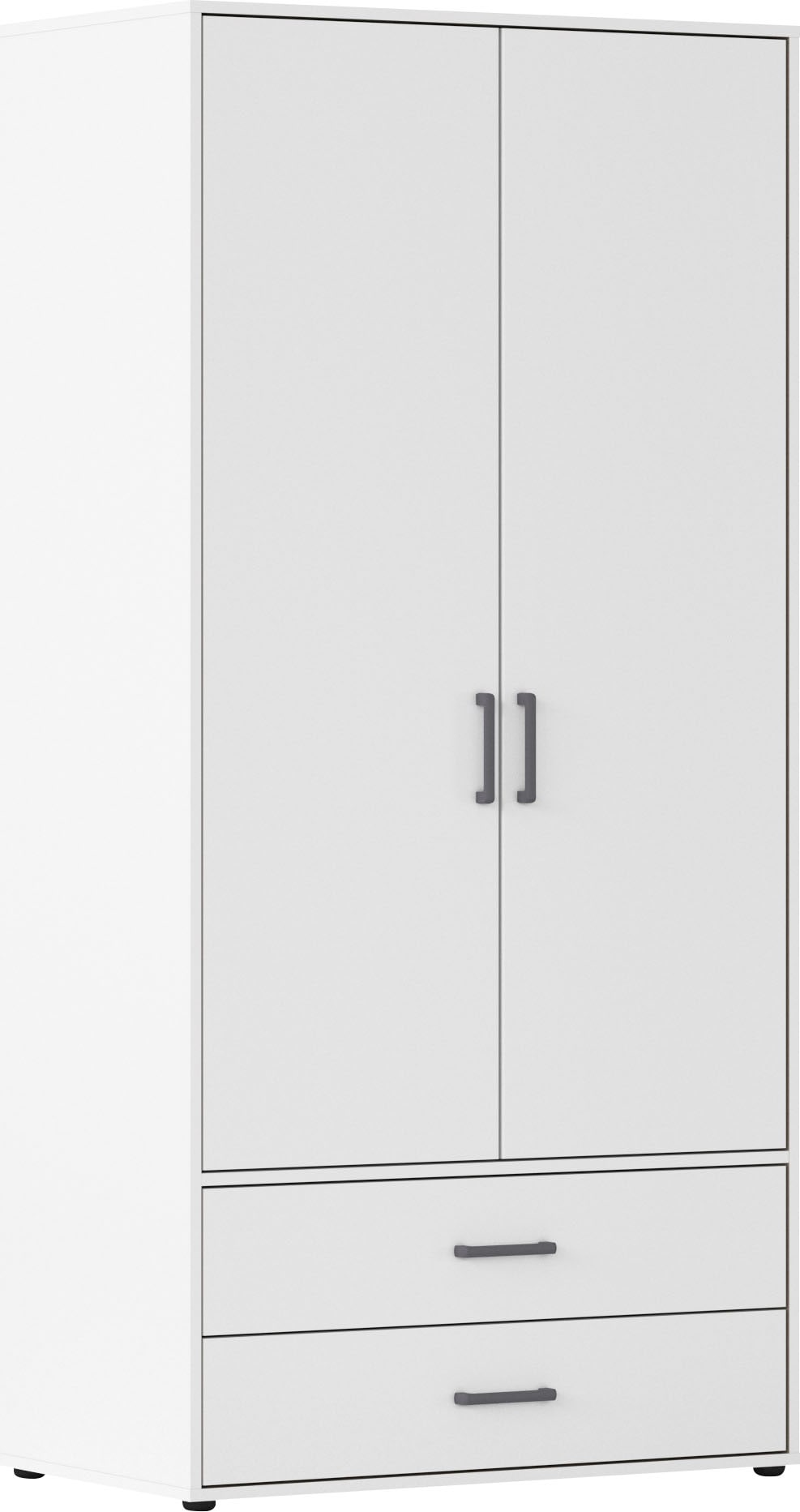 rauch Kleiderschrank »Drehtürenschrank Schrank Garderobe Wäscheschrank VOYAGER« in 3 verschiedenen Ausstattungen BASIC/CLASSIC/PREMIUM,  mit 2 modernen Griffvarianten, mit Außenschubladen MADE IN GERMANY