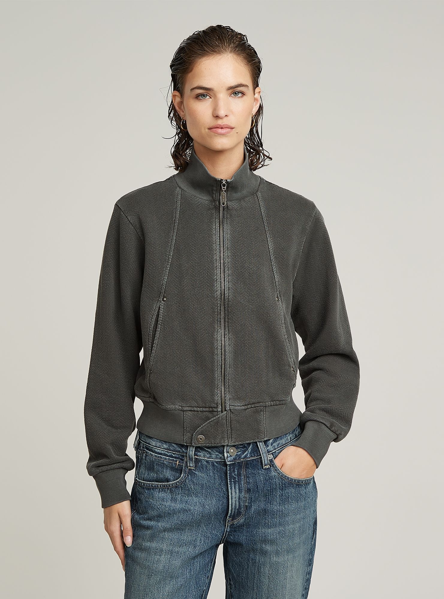 G-STAR Longpullover »Track Overdyed Slim Sweaterjacke«