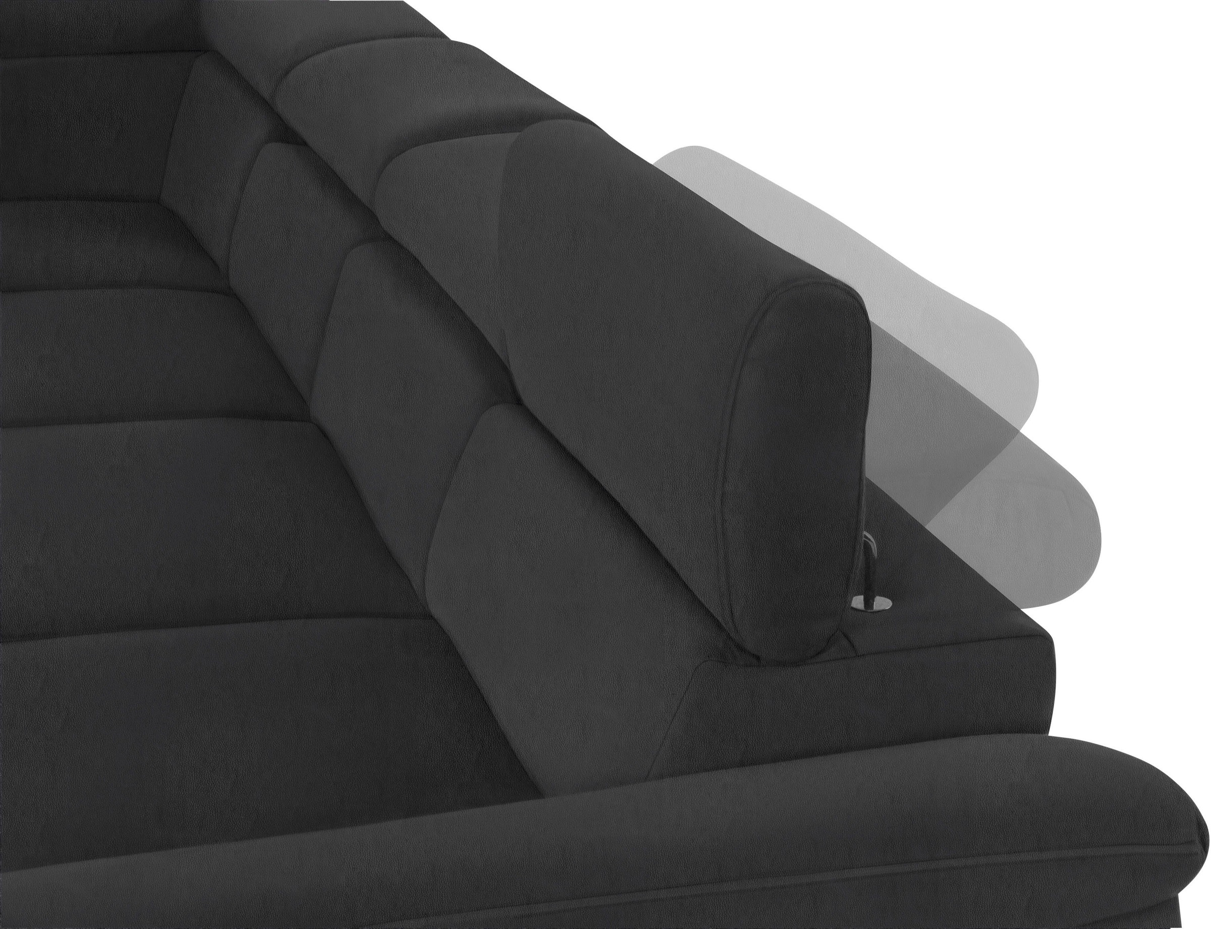 COTTA Polstergarnitur »Komaris U-Form«, (Set), Set bestehend aus: Wohnlandschaft mit Kopfteilverstellung & Hocker