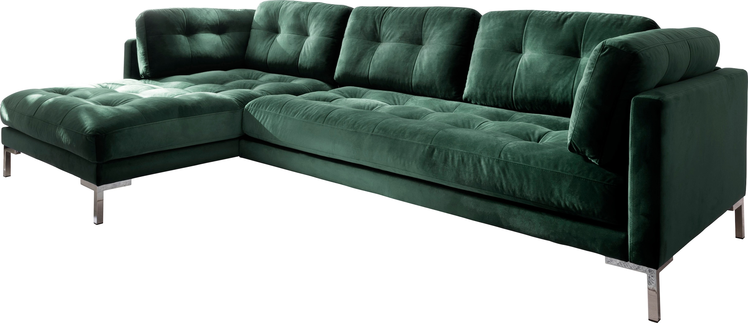Trends by HG Ecksofa »Landau L-Form«, in Cord-Stoff mit Metallfuß