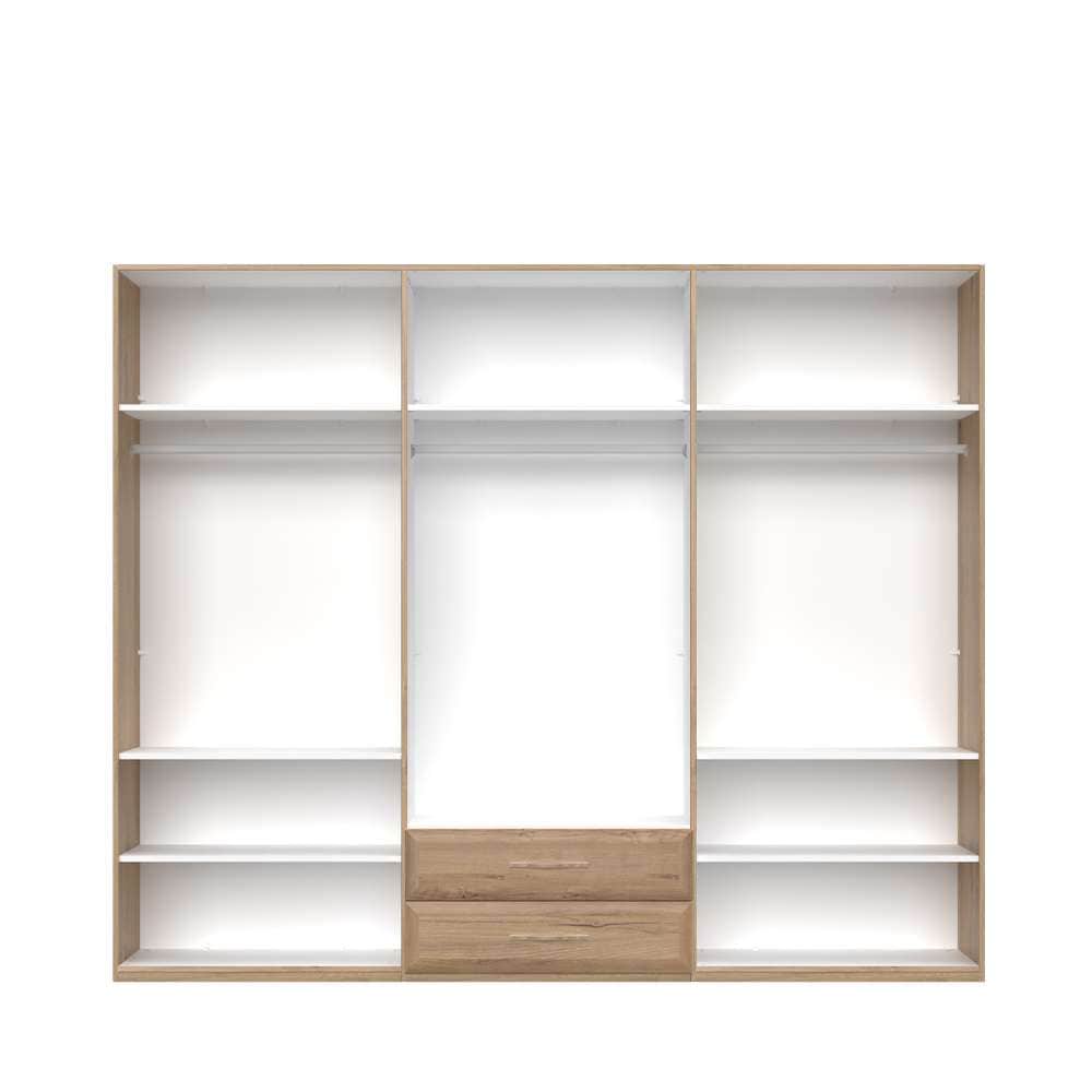 Home affaire Kleiderschrank »Gala, beige hochglänzend UV lackiert, kratzfest, FSC-zertifiziert«, (abgerundete Schubladen aus MDF im Holzdekor, soft-close), hoher Schrank (224cm), wahlweise in 4 Breiten, Made in Europe
