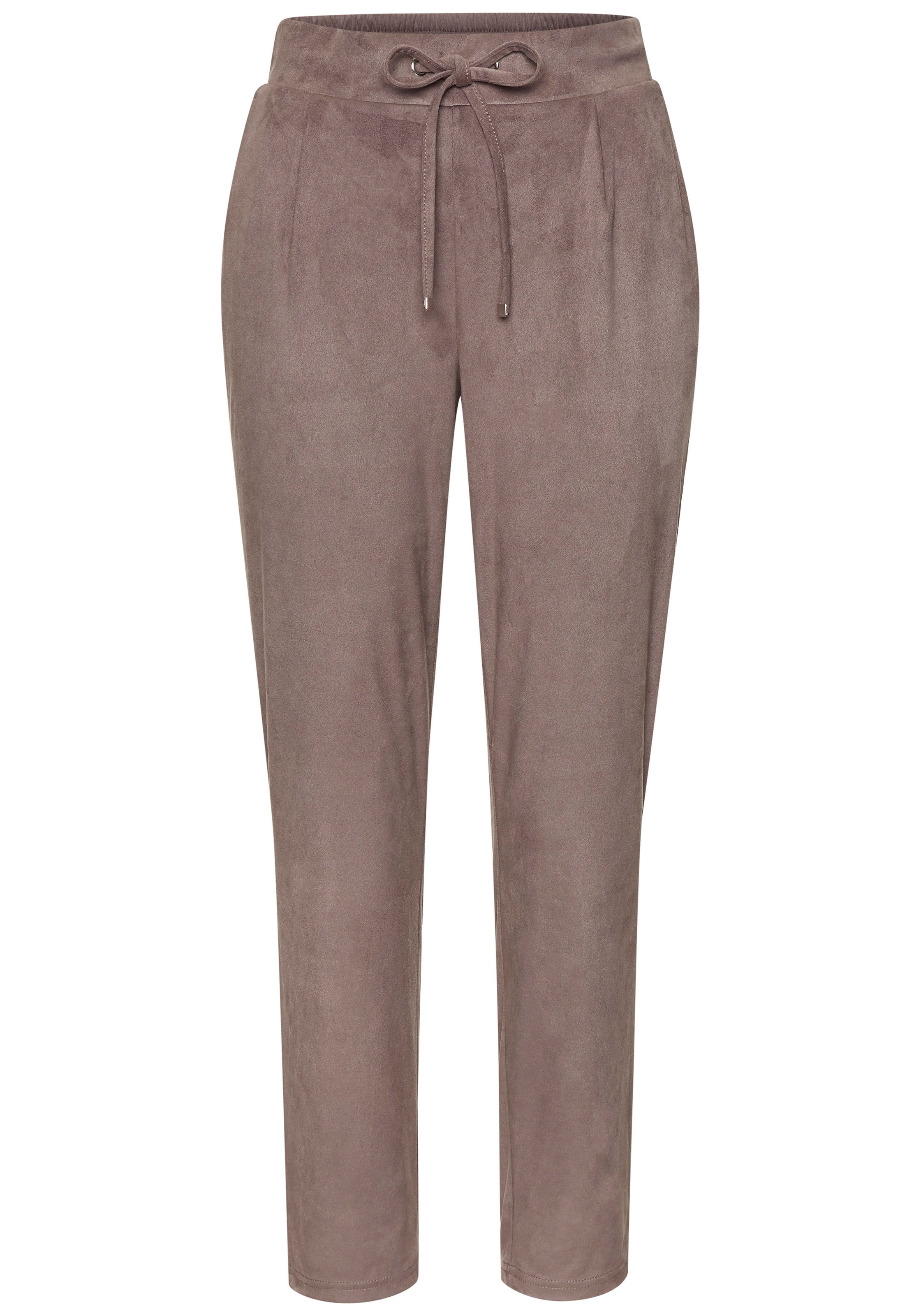 LASCANA Schlupfhose, aus Velourlederimitat mit Taschen, bequeme Stoffhose, Gummizugbund