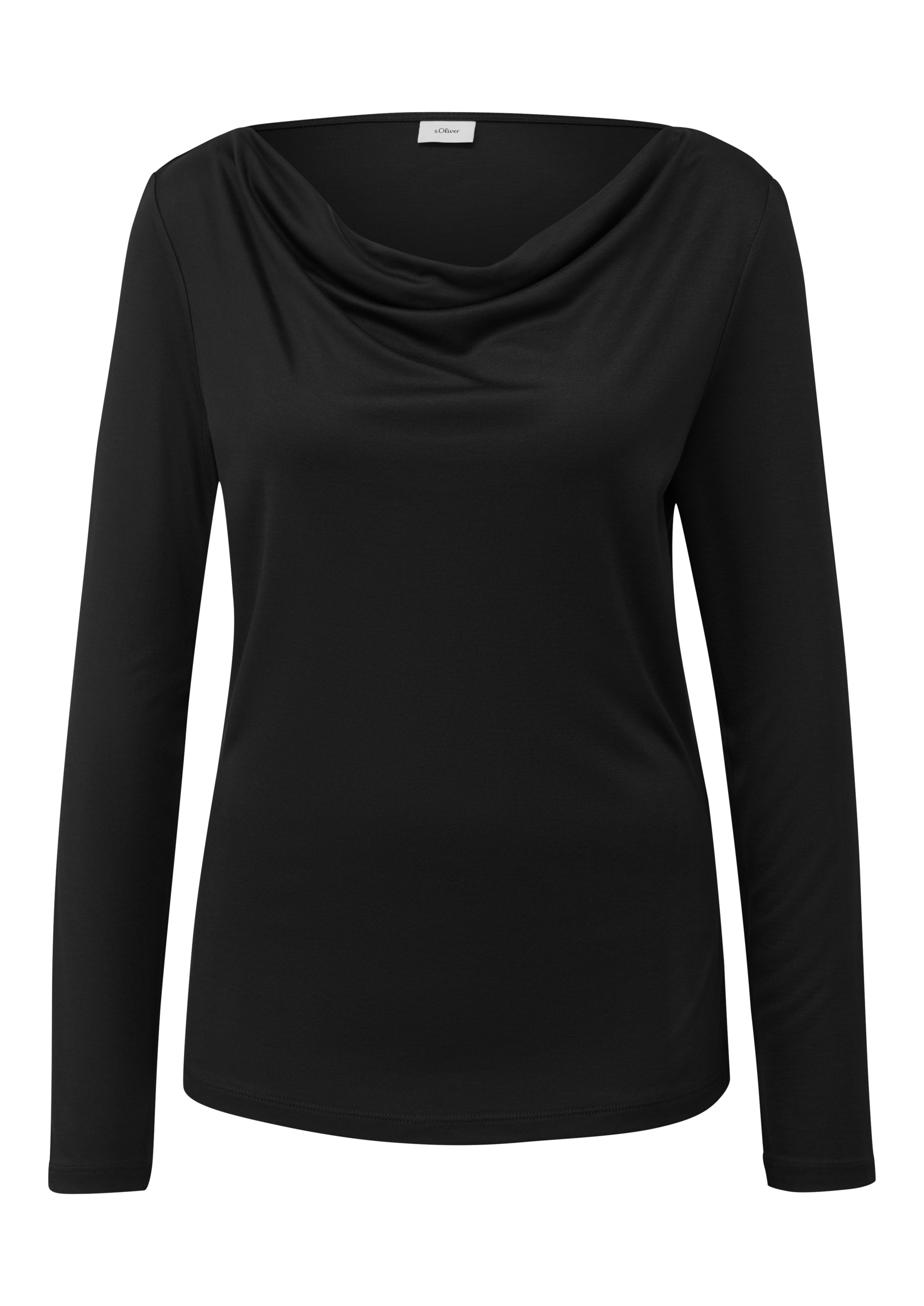 s.Oliver BLACK LABEL Langarmshirt, mit Wasserfall Ausschnitt