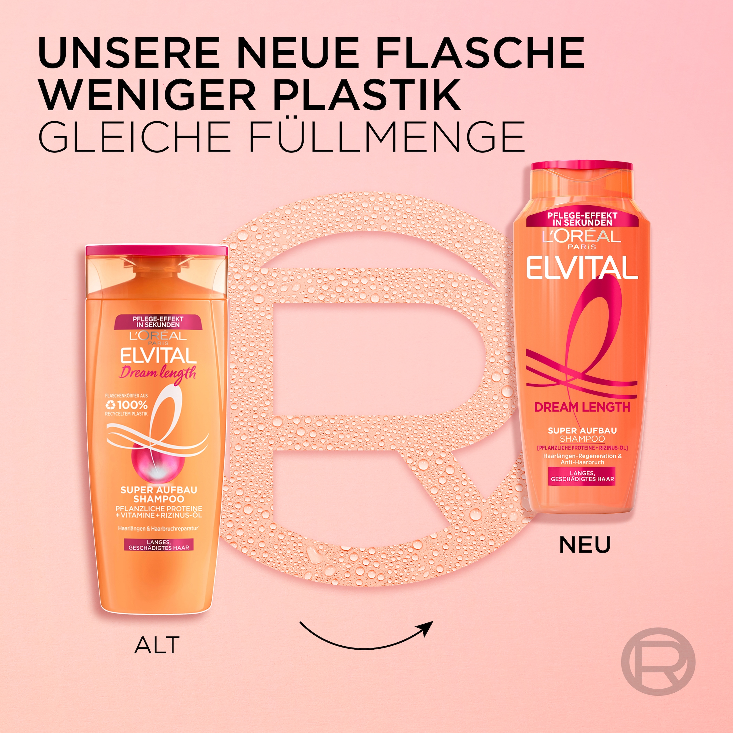 L'ORÉAL PARIS Haarshampoo »L'Oréal Paris Elvital Dream Length Shampoo«, (Packung, 6 tlg.)