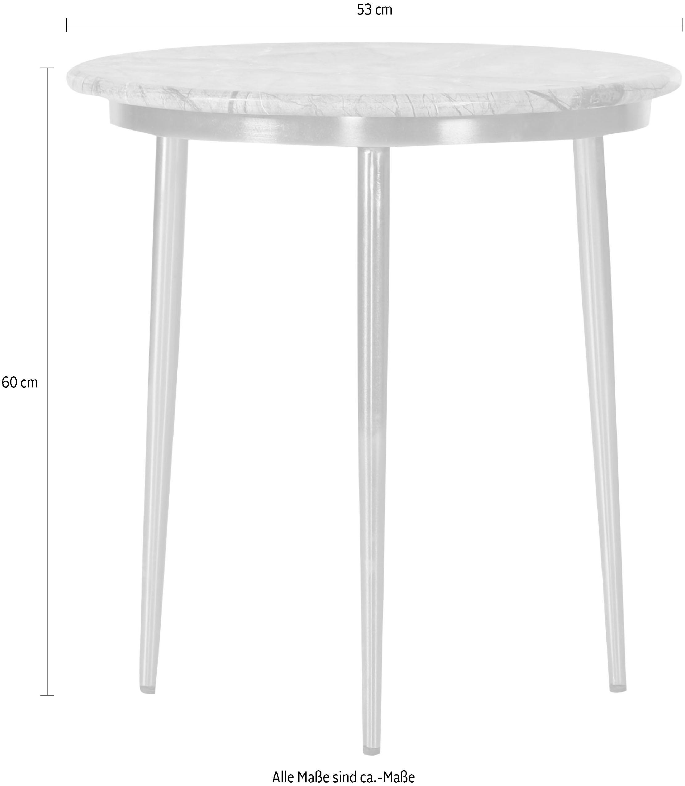 Leonique Beistelltisch »Menton« mit kupferfarbenem Gestell und edler Marmorplatte