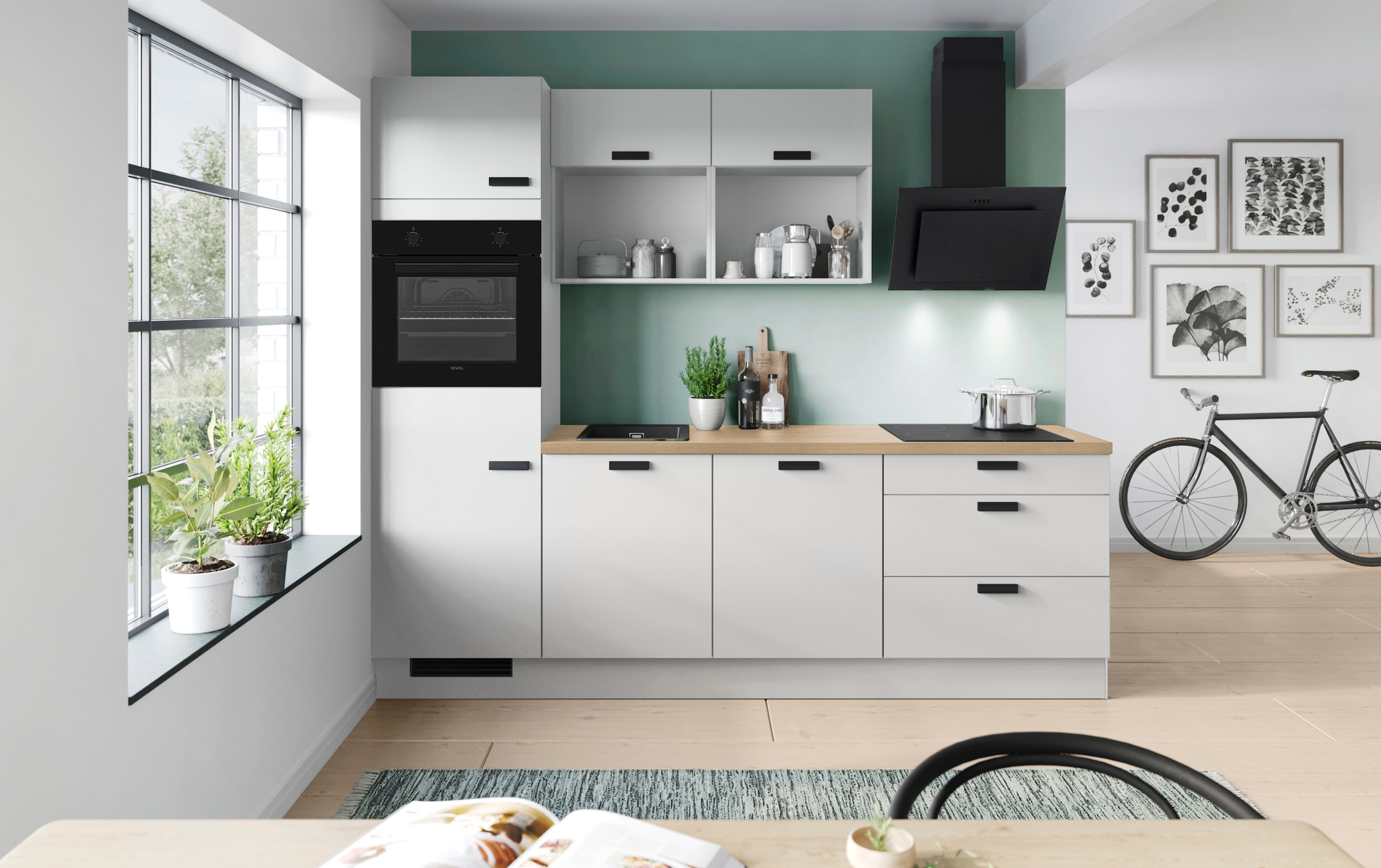 IMPULS KÜCHEN Küchenzeile »"Breslau", Ausrichtung wählbar, Schubkästen mit Soft-Close« vormontiert, wahlweise mit E-Geräten, Breite 260cm