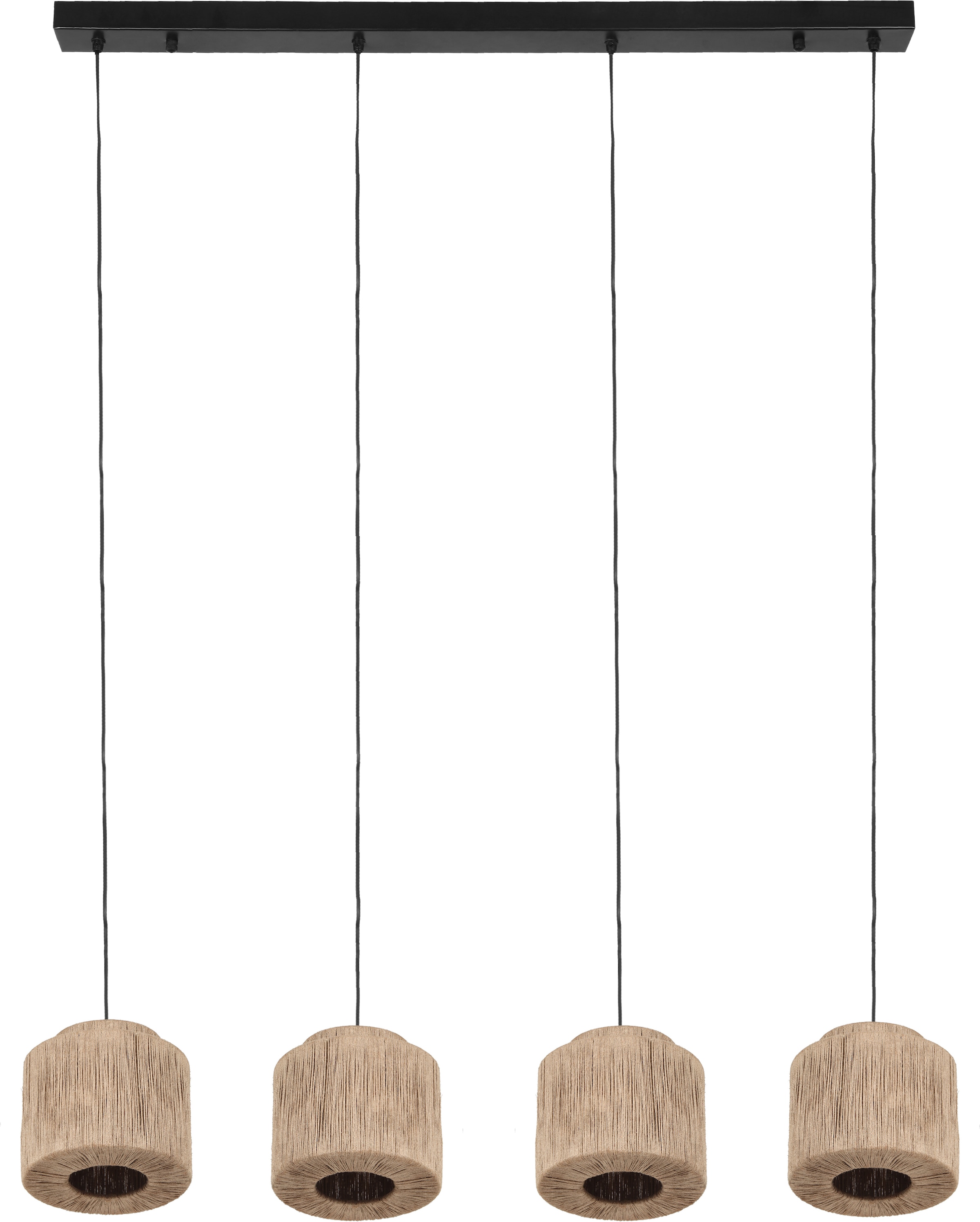 TRIO Leuchten Pendelleuchte »SMILLA, 4-flammige Hängelampe mit Jute Lampenschirmen Breite 121cm« E27 1 Stk. warmweiß - kaltweiß Höhe max 150 cm, exkl 4x E27 max 10W, Hängeleuchte Esstisch Küche