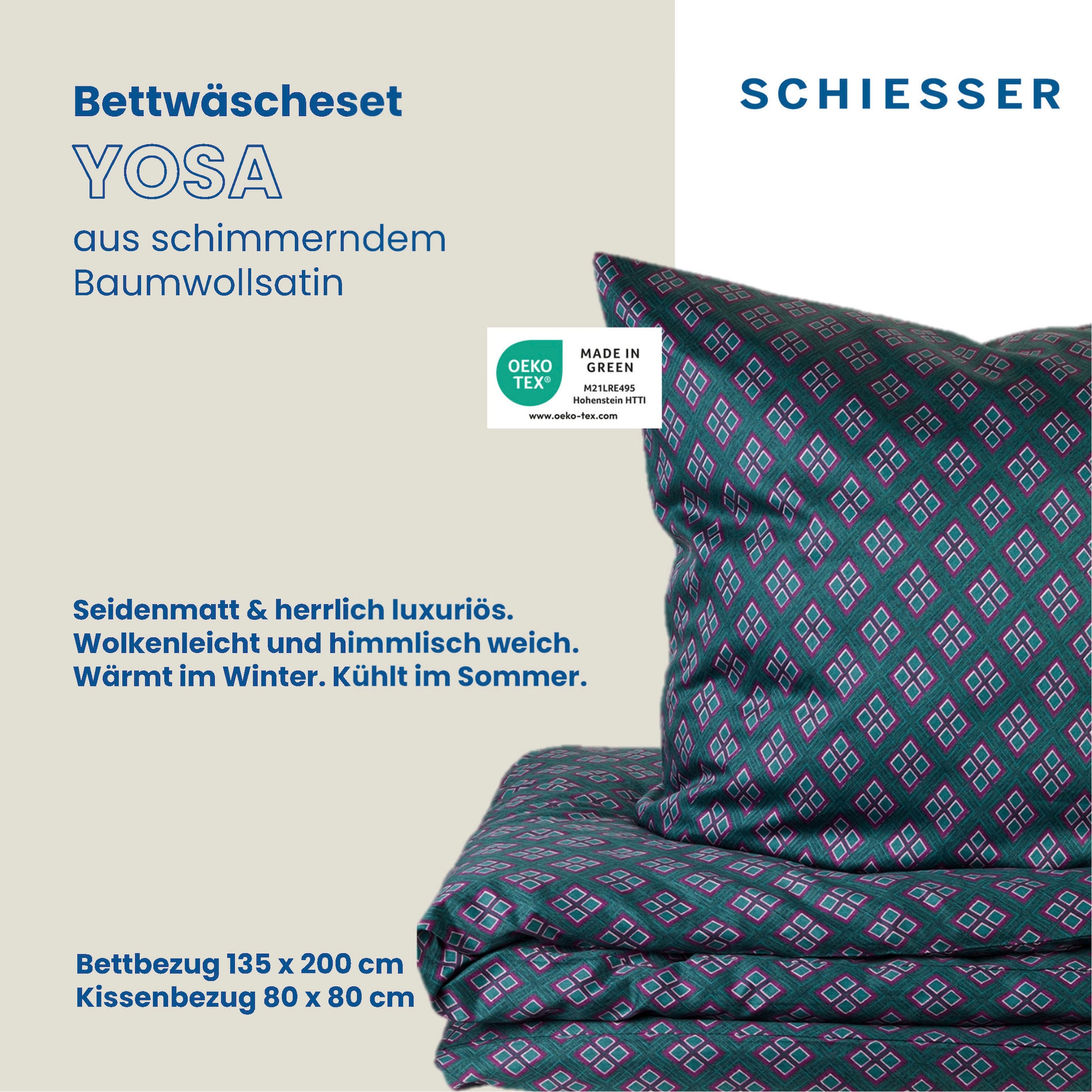 Schiesser Wendebettwäsche »Yosa«, (2 tlg.), Grafische Muster