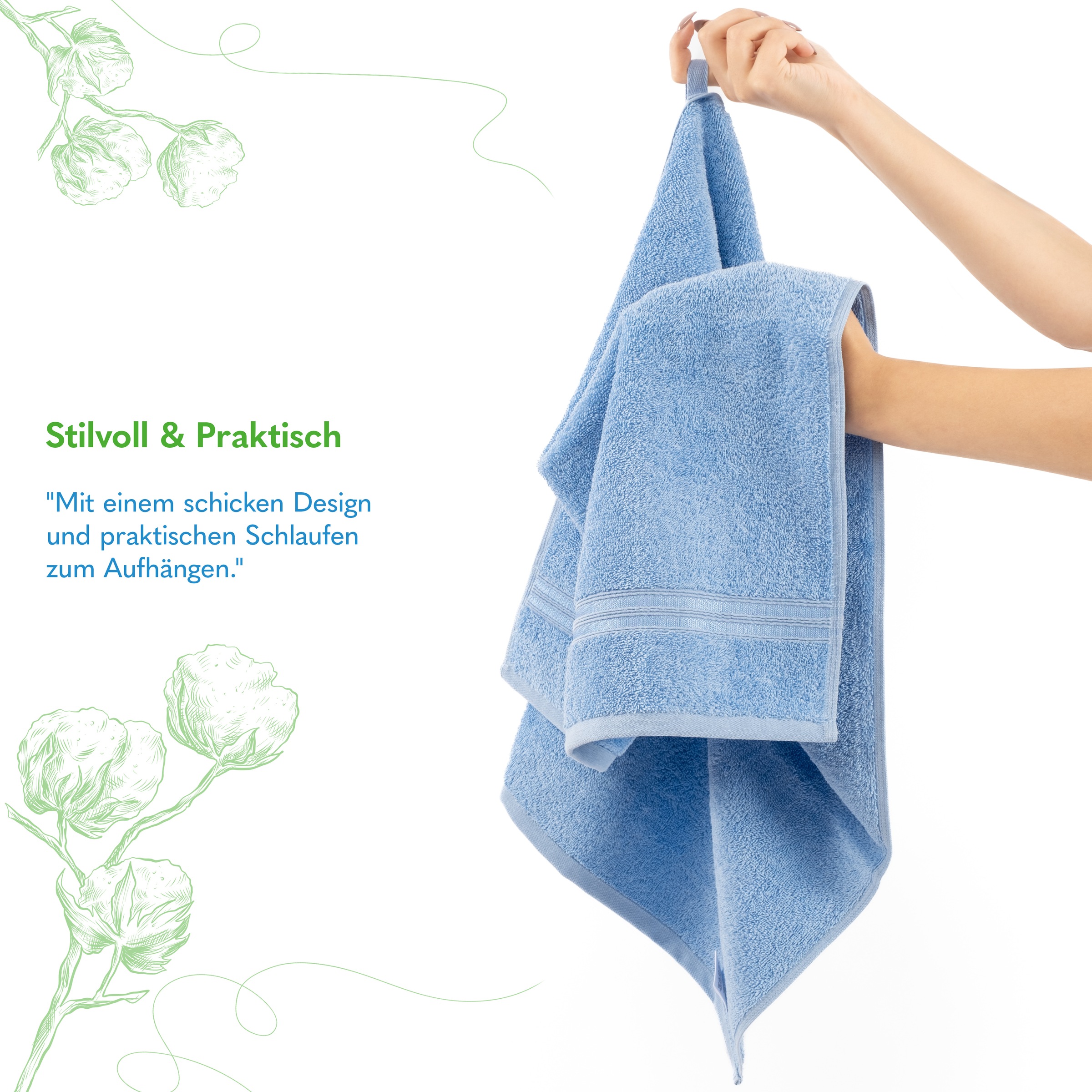 HAMMETEX Handtuch Set »4er Set Handtücher 50x100 cm, 100% Baumwolle, Weich & Saugstark«, (Set, 4 St., 4), mit Bordüre, einfarbig, weich