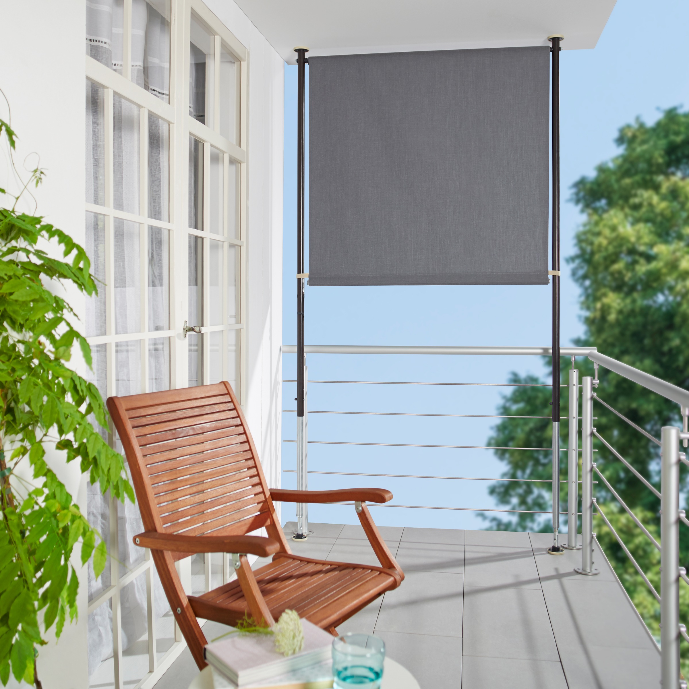 Angerer Freizeitmöbel Klemm-Senkrechtmarkise, grau, BxH: 120x275 cm