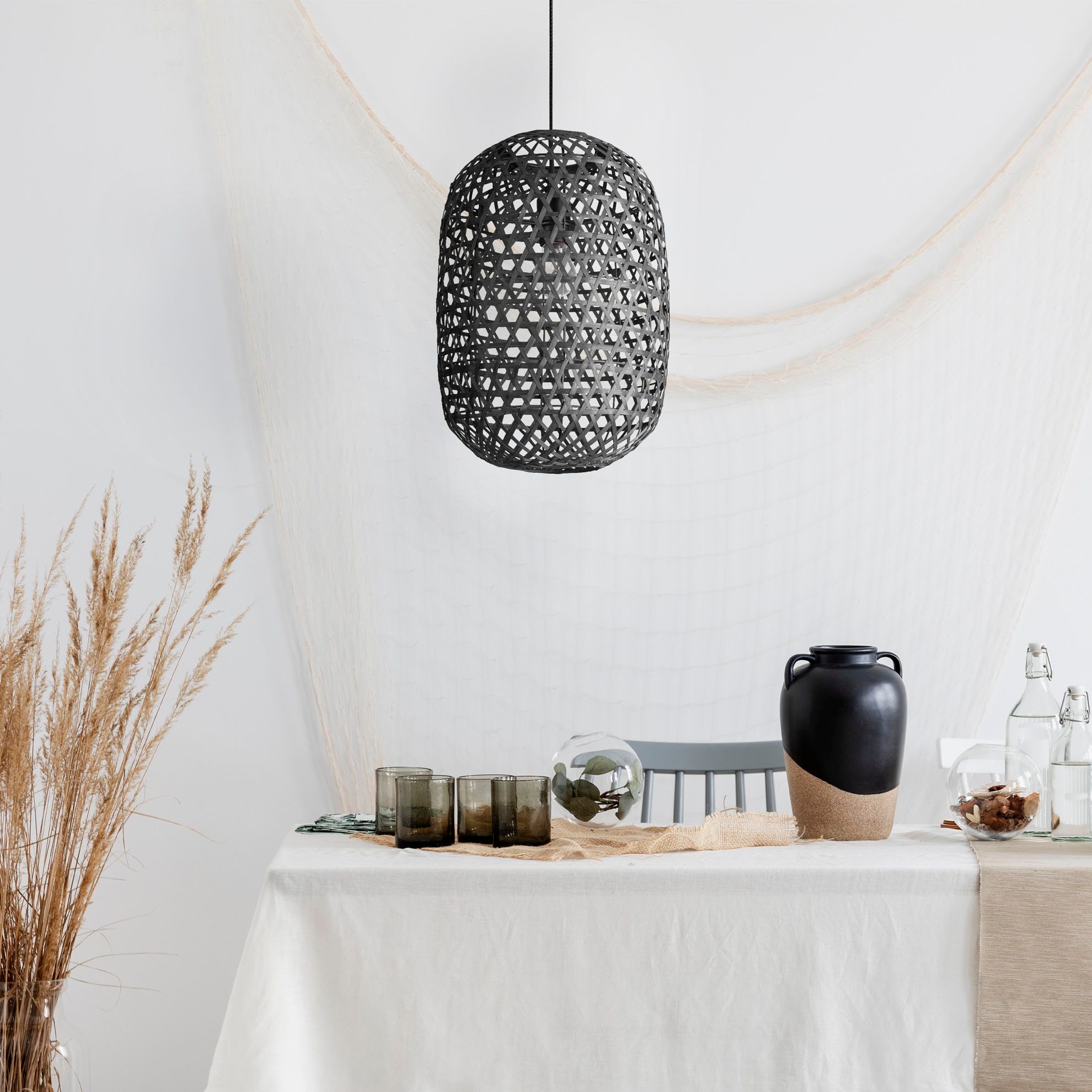 Paco Home Pendelleuchte »PUNU«, Leuchtmittel E27   ohne Leuchtmittel, Bambu günstig online kaufen