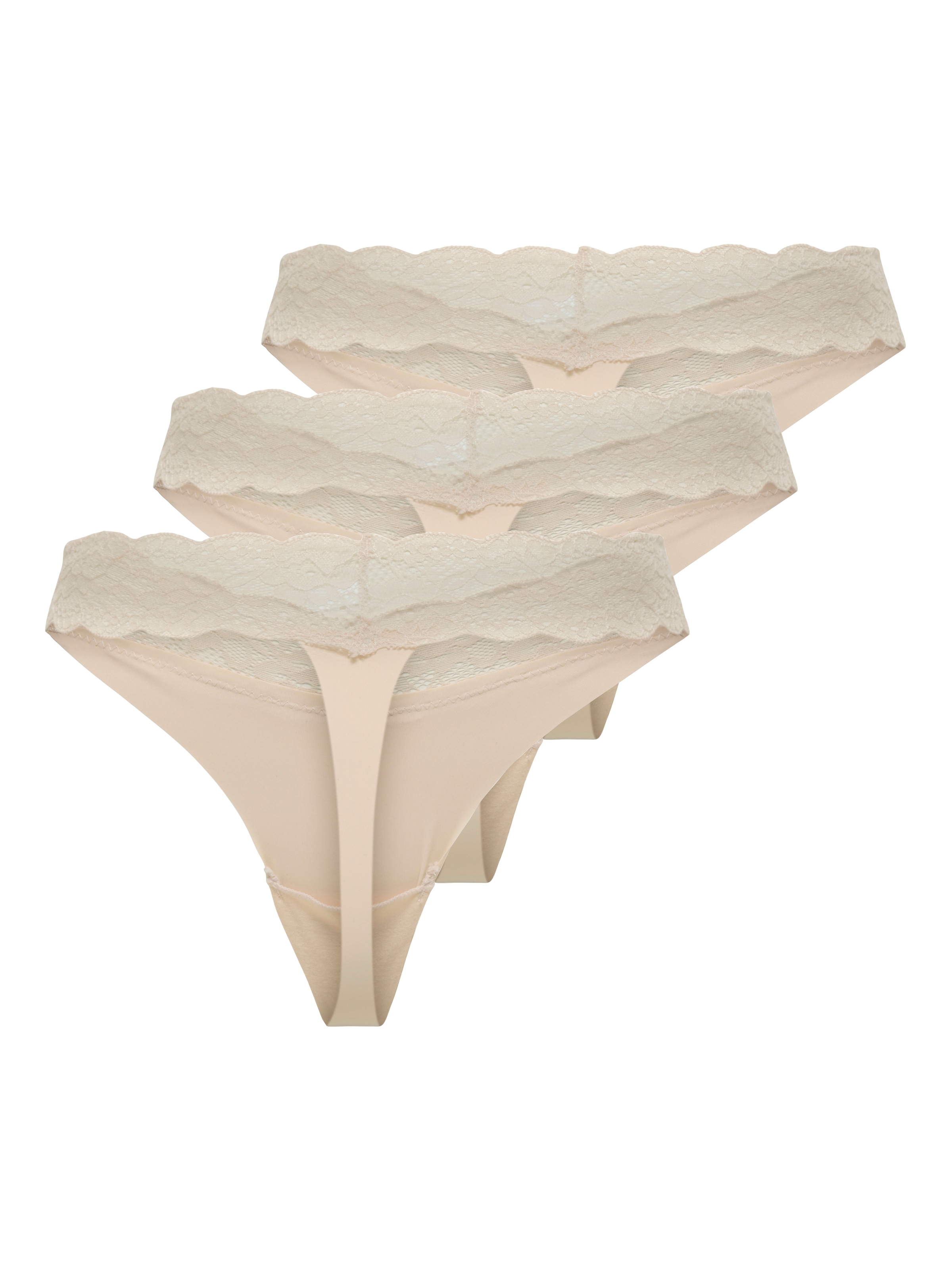 ONLY Tanga »ONLCHLOE LACE S.S THONG 3-PACK ACC«, (Packung, 3 St.)