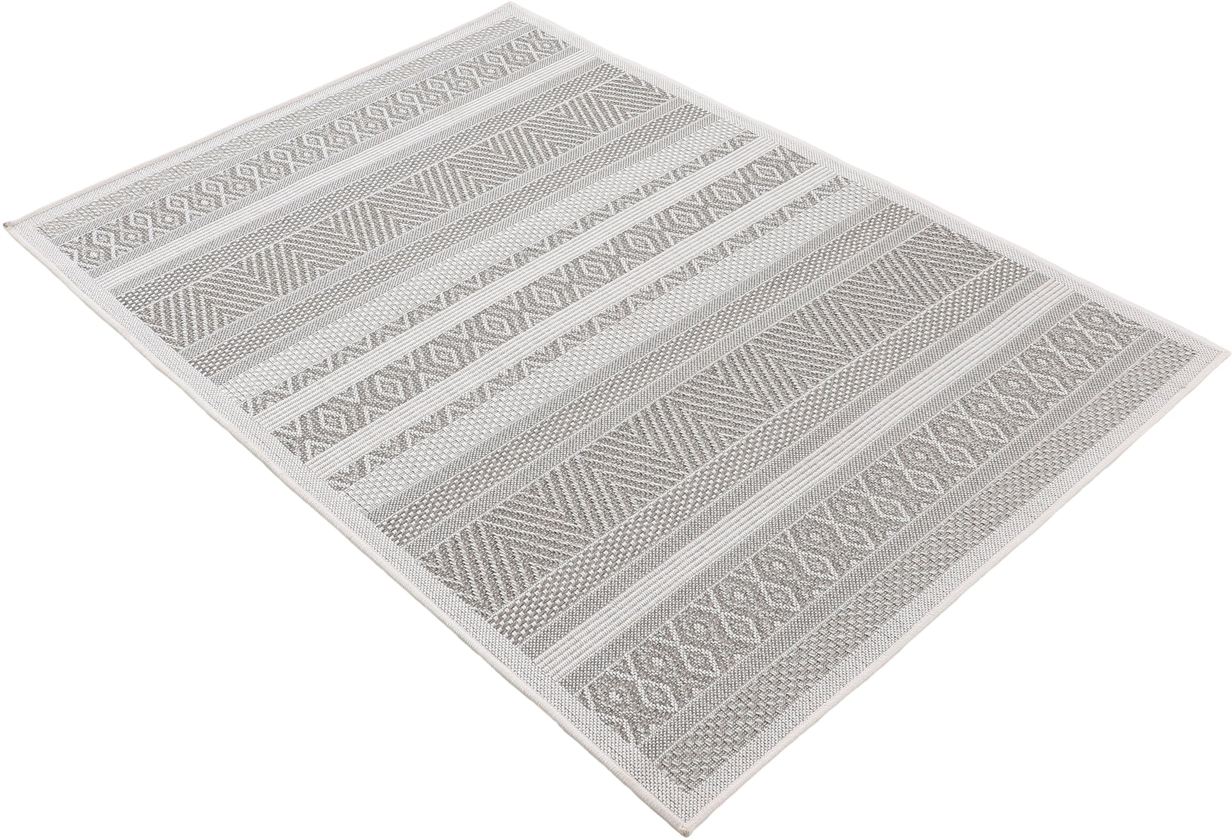 carpetfine Teppich »Boho 101«, rechteckig, 4 mm Höhe, robustes Flachgewebe, Sisal Optik, UV-beständig, Außenbereich