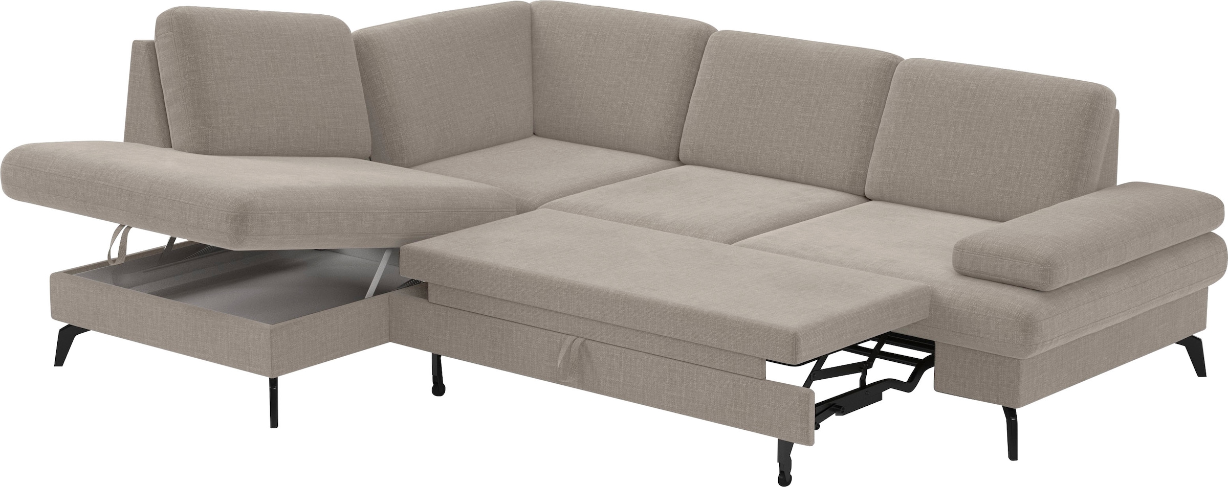 sit&more Ecksofa »Morris L-Form, inkl. Sitztiefenverstellung«, wahlweise mit Armteilverstellung, Bettfunktion & Bettkasten