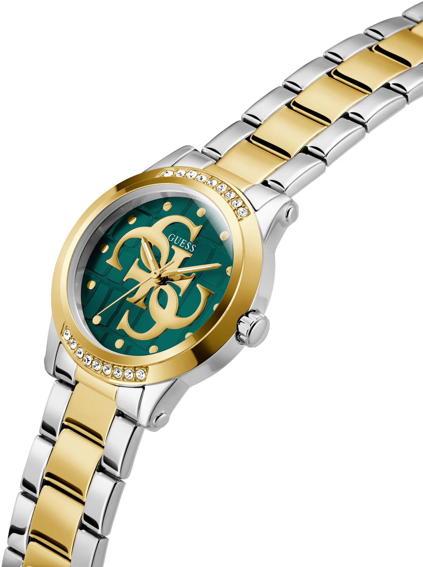 Guess Quarzuhr »ANNETTE«, Armbanduhr, Damenuhr, Edelstahlarmband, analog