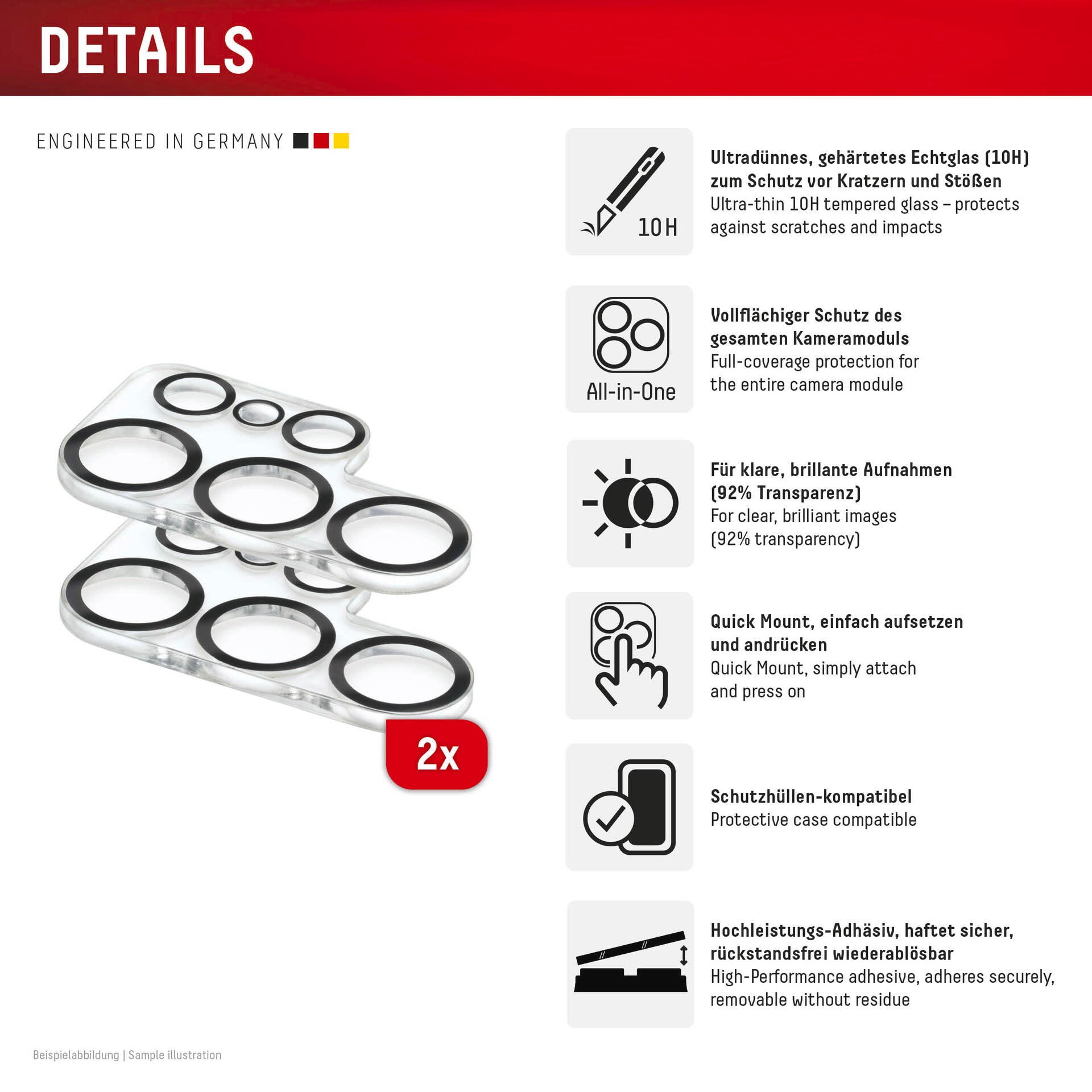 Displex Kameraschutzglas »Camera Lens Glass All-In-One Protector Full Cover« für Samsung Galaxy S25 Ultra Packung, 2x All-In-One Glas,  Objektivschutz, Kameraschutz, kratz- & stoßfest