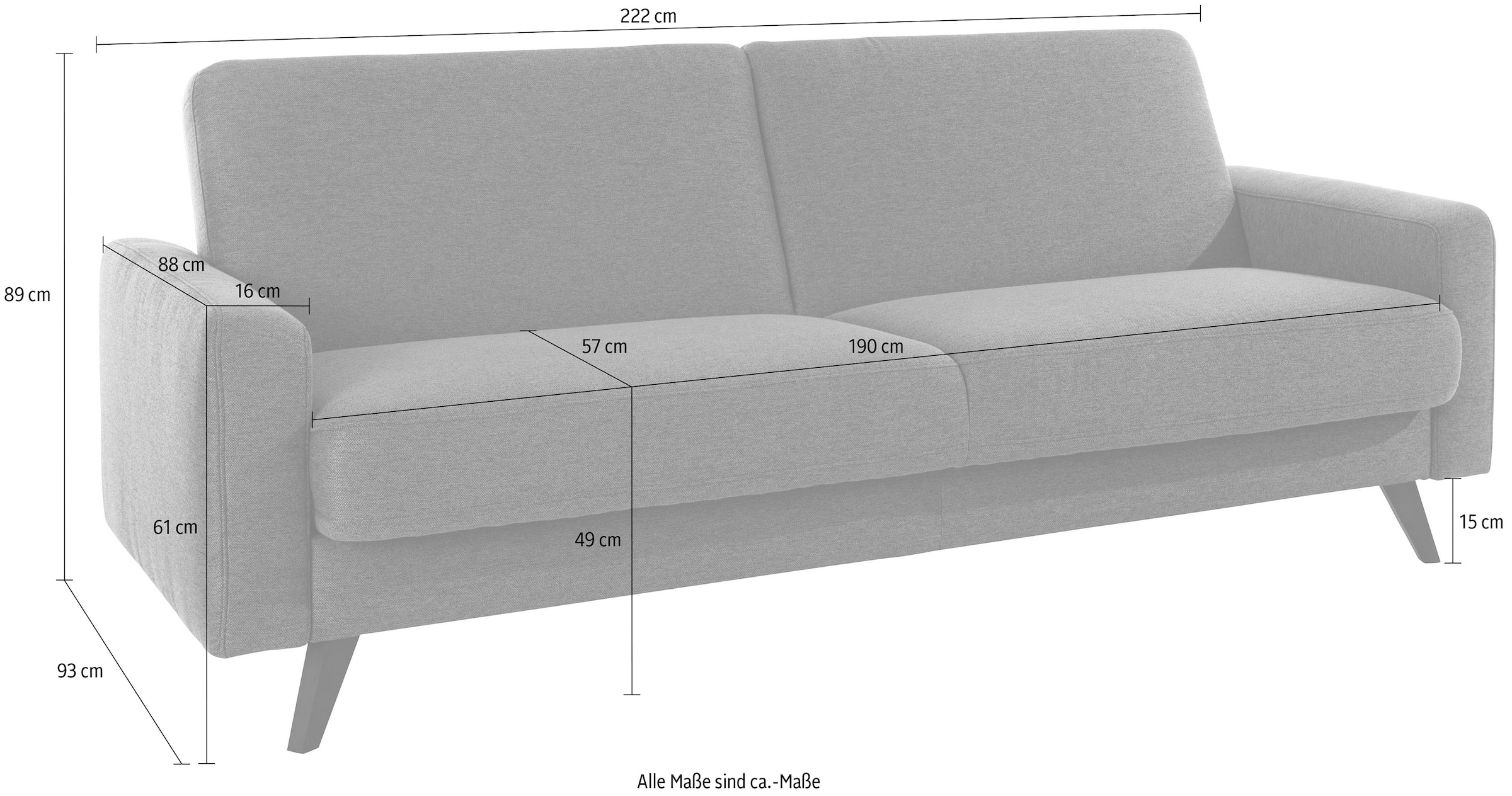 exxpo - sofa fashion 3-Sitzer »Samso, elegant und bequem, toller Sitzkomfort, Schlafsofa«, Kippcouch, inklusive Bettfunktion und Bettkasten, Komfortsitzhöhe 49cm