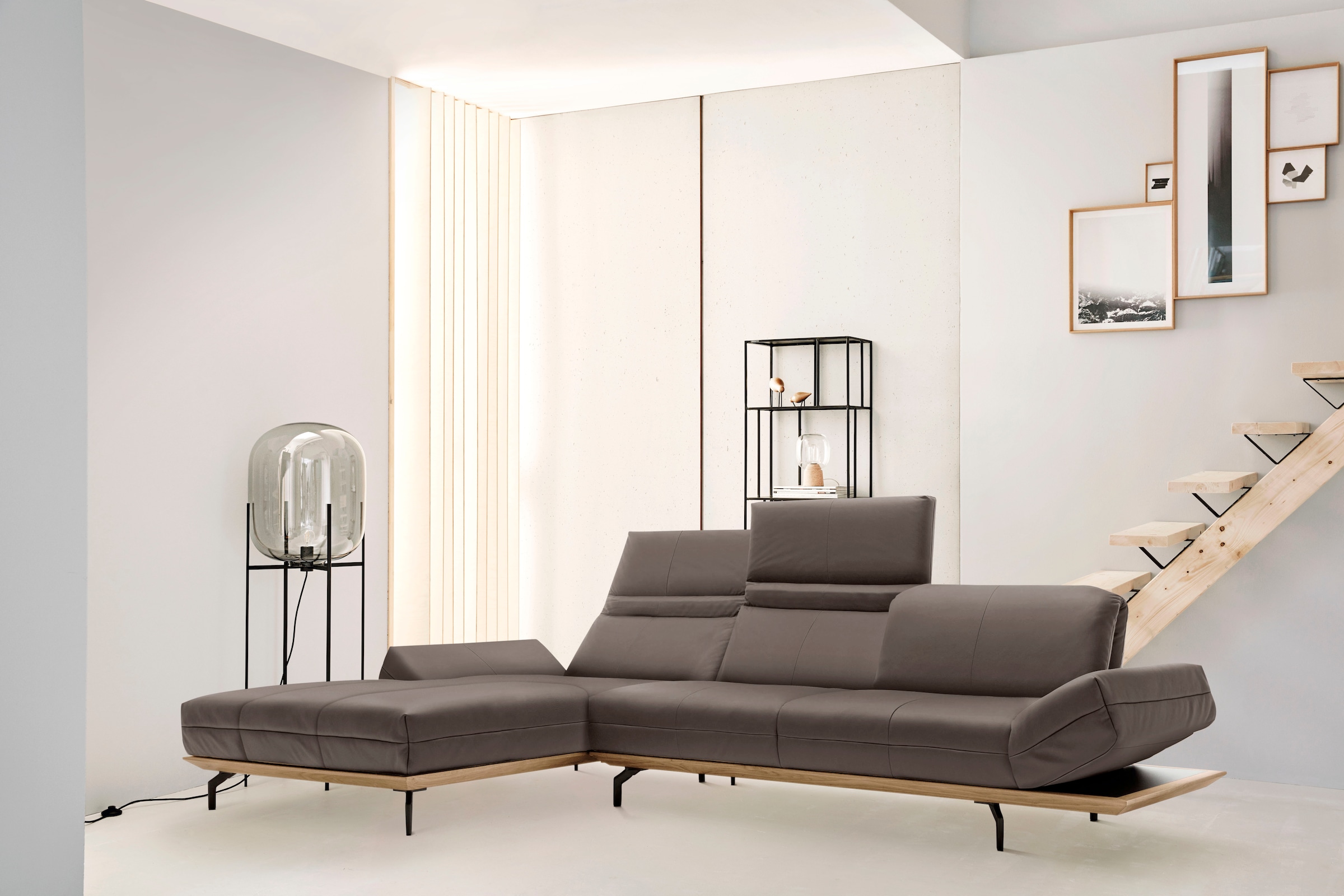 hülsta sofa Ecksofa »hs.420«, in 2 Qualitäten, Holzrahmen in Eiche Natur  oder Nußbaum, Breite 313 cm online bestellen | Einzelsessel