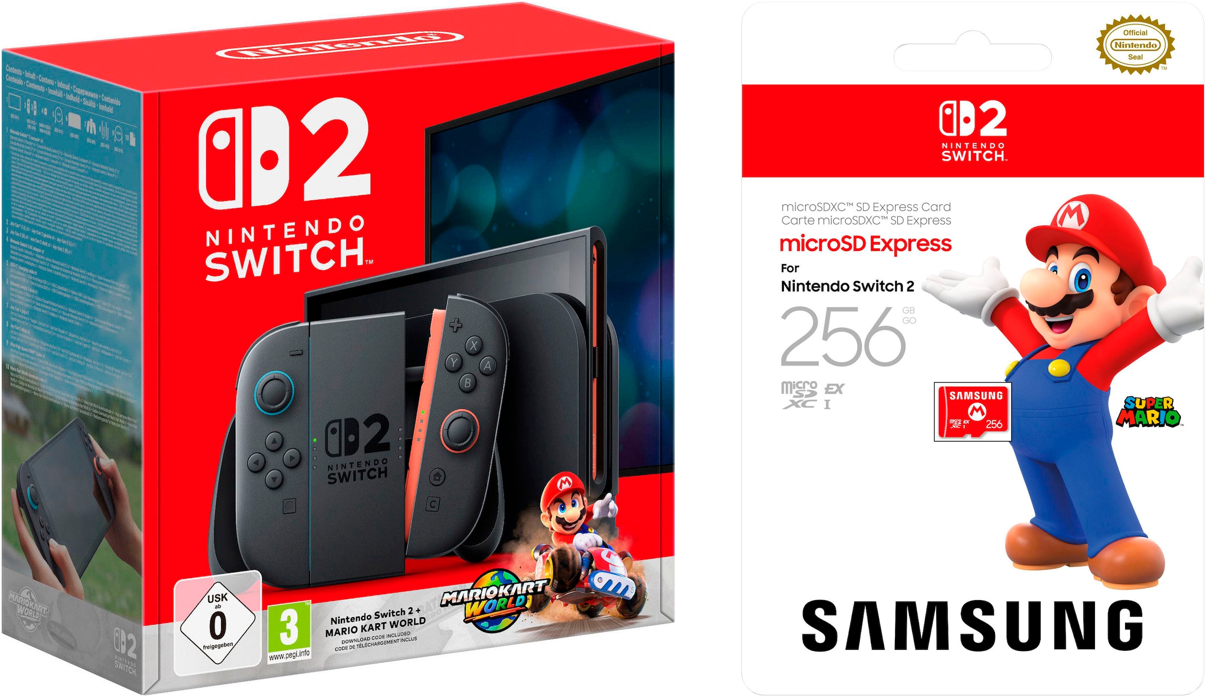 NINTENDO SWITCH Konsolen-Set »Switch 2 Mario Kart World-Set + Samsung mircoSD EXPRESS 256 GB« 256 GB schwarz Stereo-Lautsprecher: Die unabhängige...