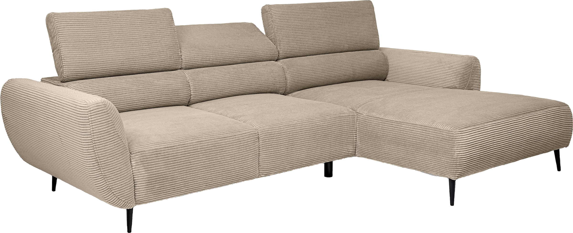 WERK2 Ecksofa »Alisson 277 x 174 cm modern & bequem, bodenfrei, Multifunktionen« Cord, L-Form, XXL, elektrische Sitztiefenverstellung, Schlaffunktion