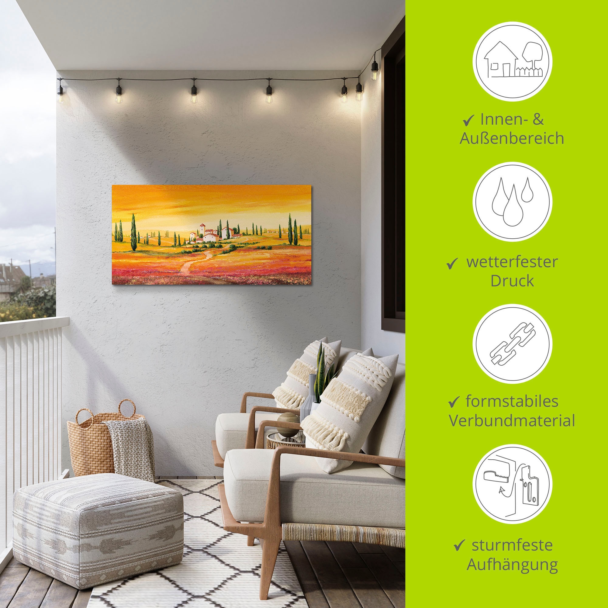 Artland Wandbild »Traumhafte toskanische Landschaft«, Europa, (1 St.), als Alubild, Outdoorbild, Leinwandbild, Poster, Wandaufkleber