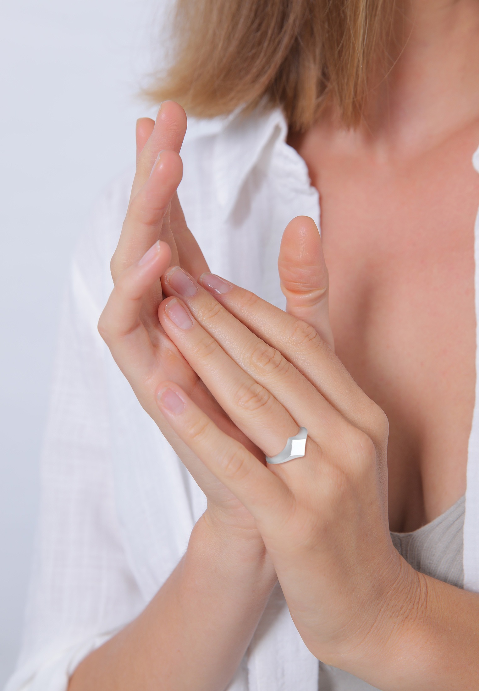 Elli Premium Siegelring »Siegelring Raute Geo Look 925 Silber«