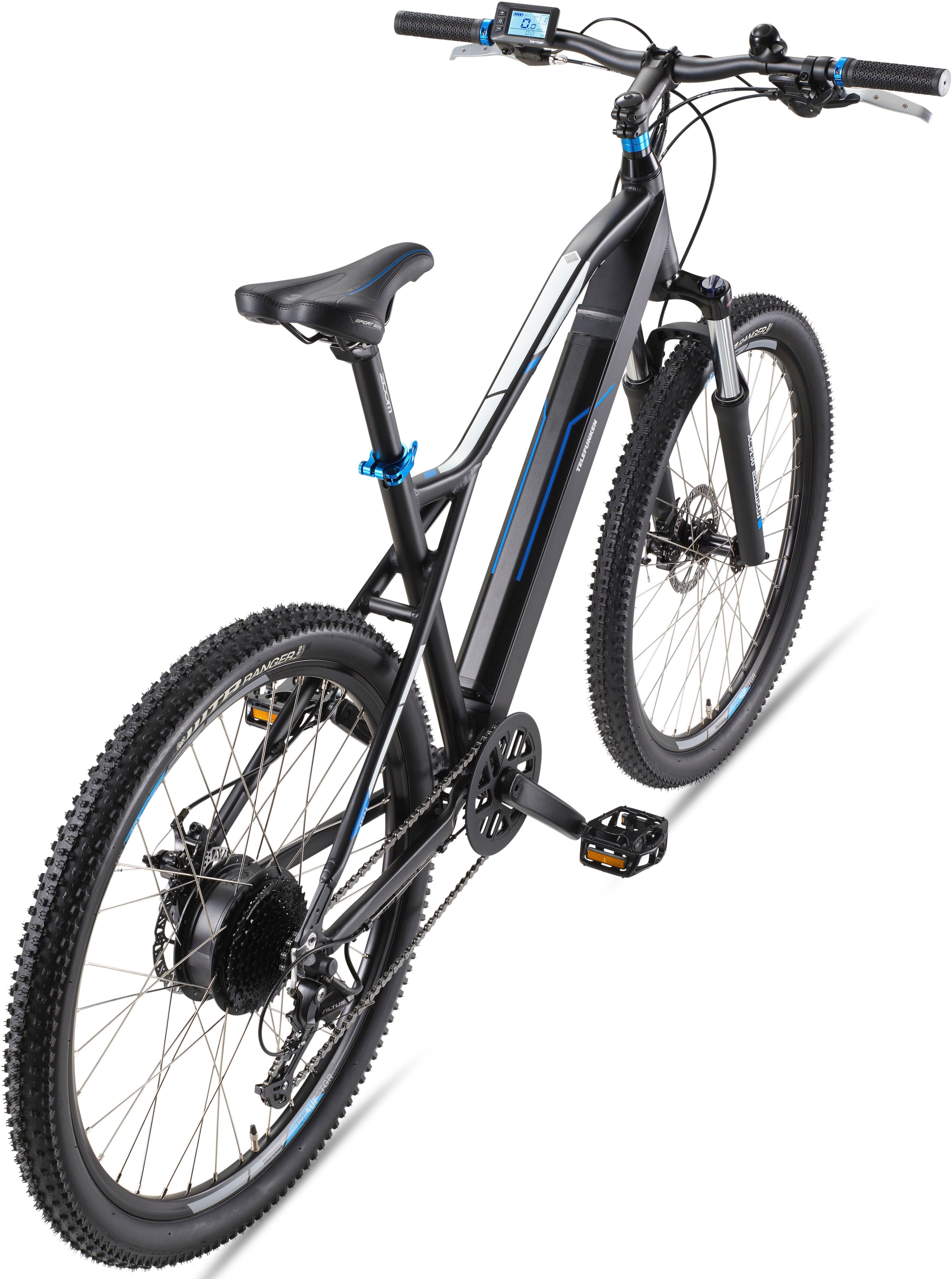 Telefunken E-Bike »M924«, 9 Gang, Shimano, Altus, Heckmotor 250 W, (36 V 504 Wh Akku-ca. 100 km Reichweite-Geländebike off road), Mountainbike MTB Elektrofahrrad, Damen Herren, 27,5 / 29 Zoll, Pedelec