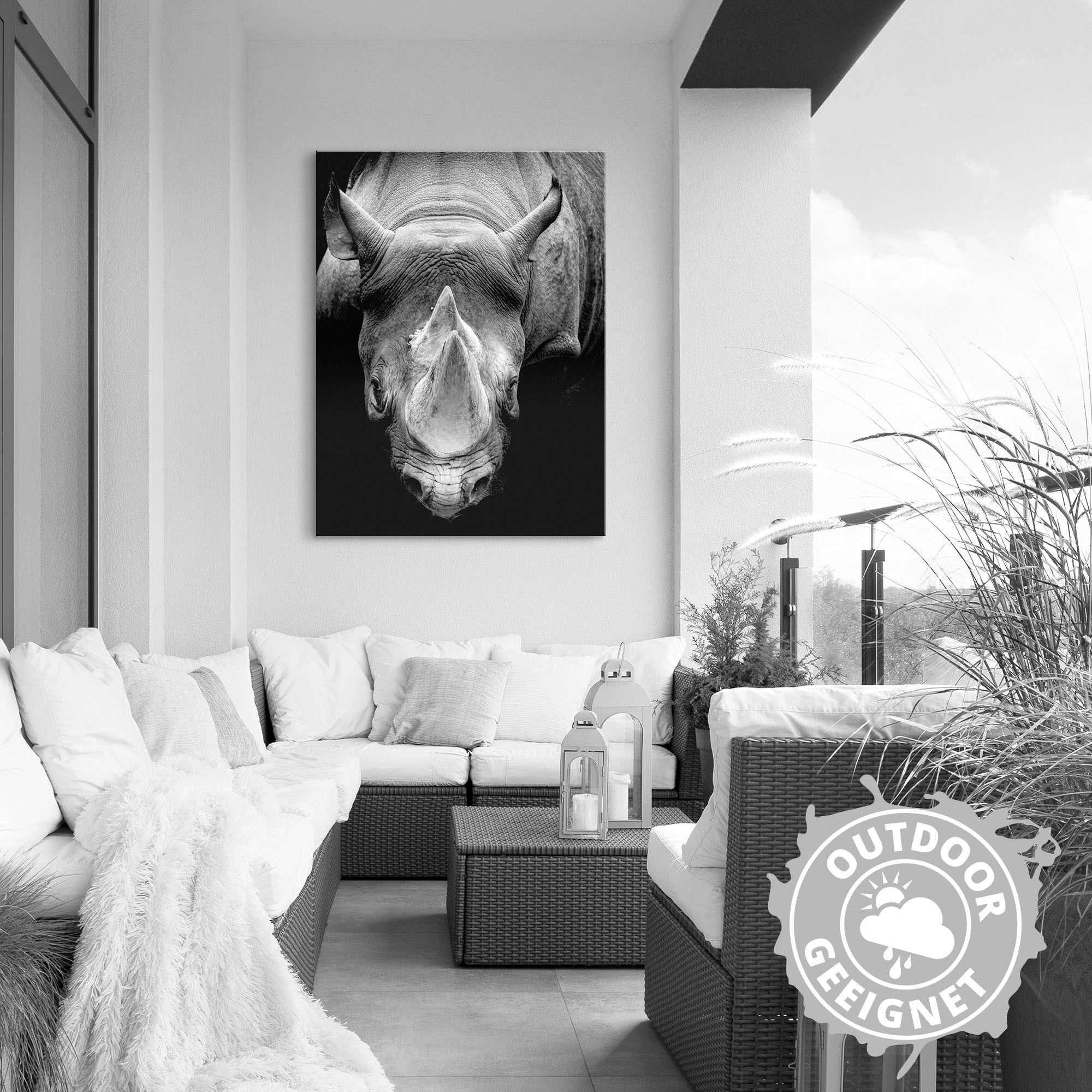 Artland Alu-Dibond-Druck »Das Nashorn«, Wildtiere, (1 St.), für Innen- und Außenbereich geeignet, Outdoorbild