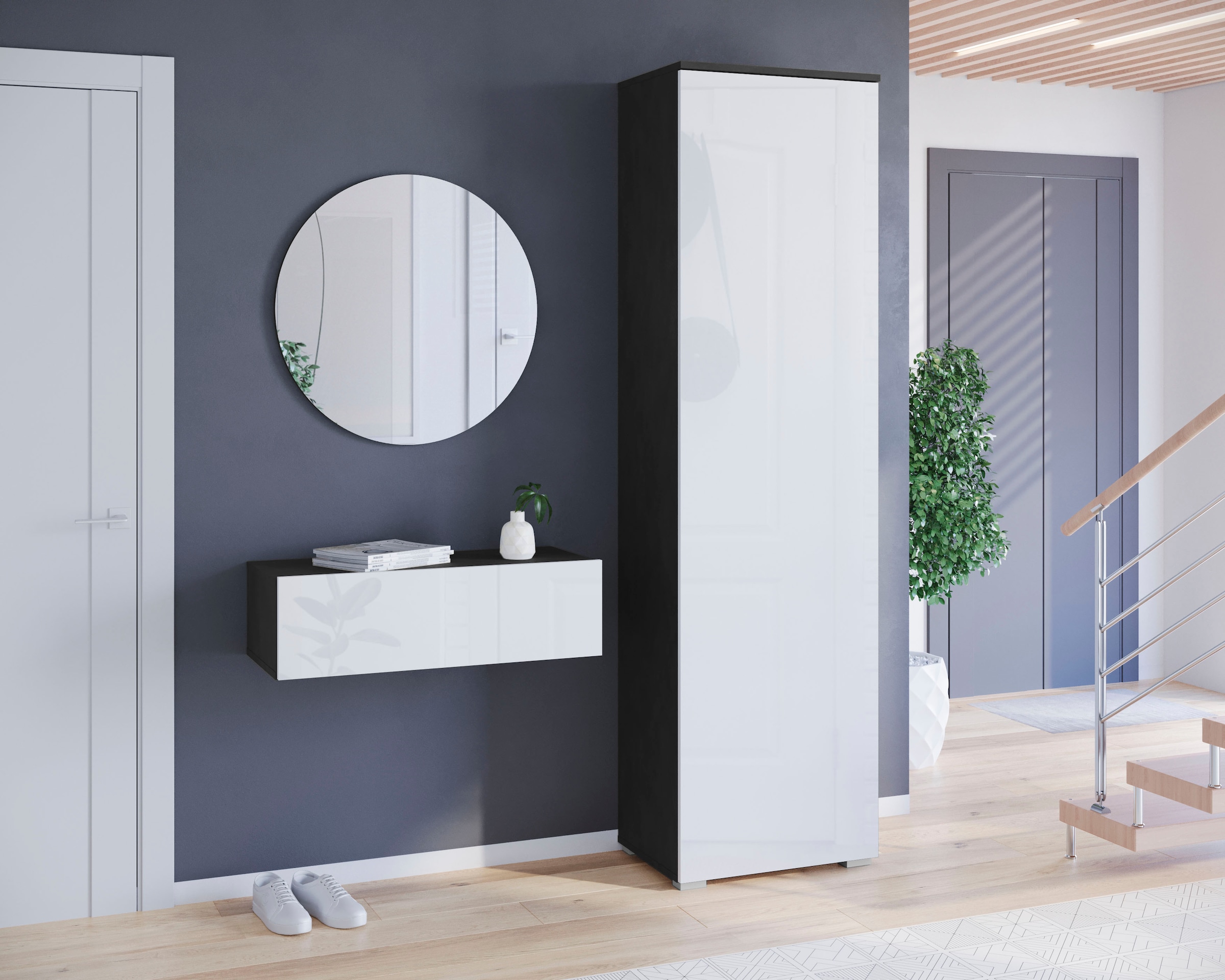 INOSIGN Schuhschrank »Paris, stehend oder hängend montierbar, Türanschlag wechselbar«, moderne Garderobenschrank Höhe 180cm, 6 geräumiger Fächer