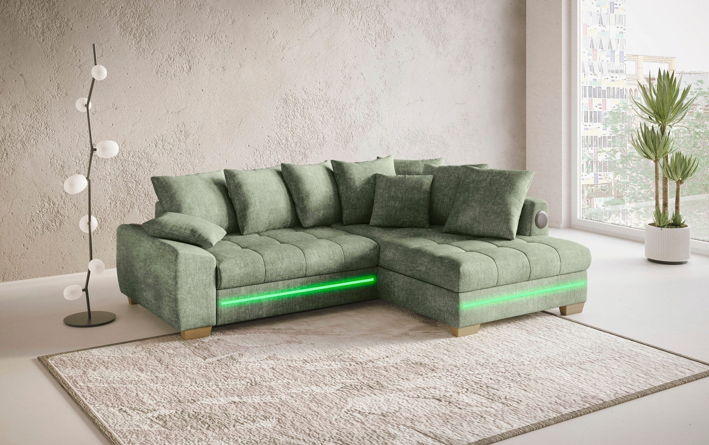 Mr. Couch Ecksofa »Nikita II, L-Form«, mit Kaltschaum, RGB-LED, Soundsystem günstig online kaufen