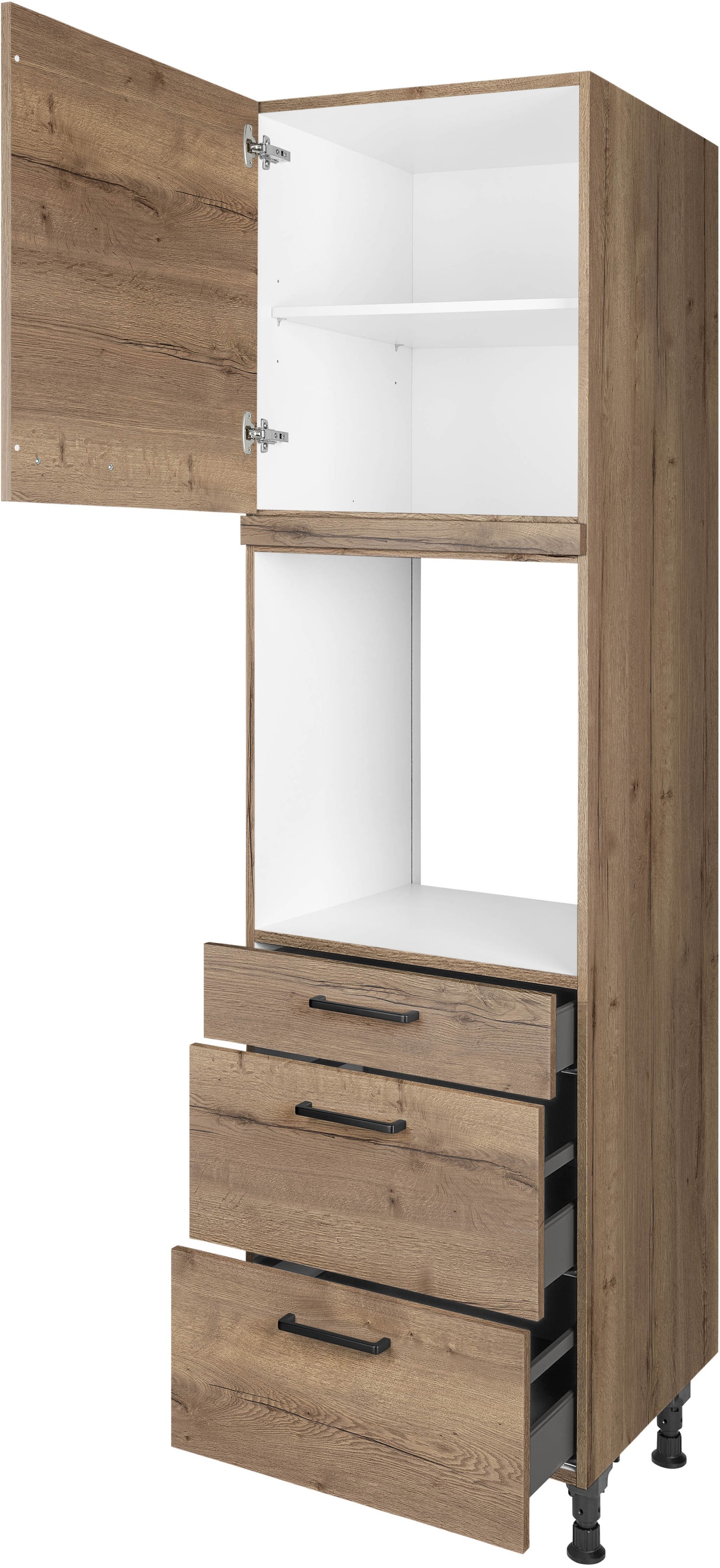 nobilia® Backofenumbauschrank »"Structura", Ausrichtung wählbar, mit Schublade und zwei Auszügen und«, einer Tür, vormontiert, Breite/Höhe: 60/216,6 cm