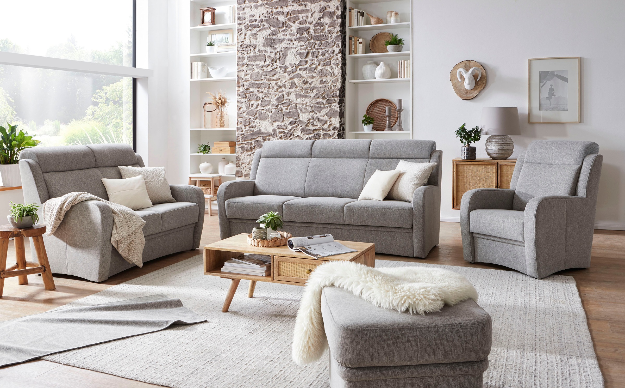 VILLA BECK 3-Sitzer Varese, 1 Teile, Kopfteilverstellung, wahlweise mit Sit günstig online kaufen