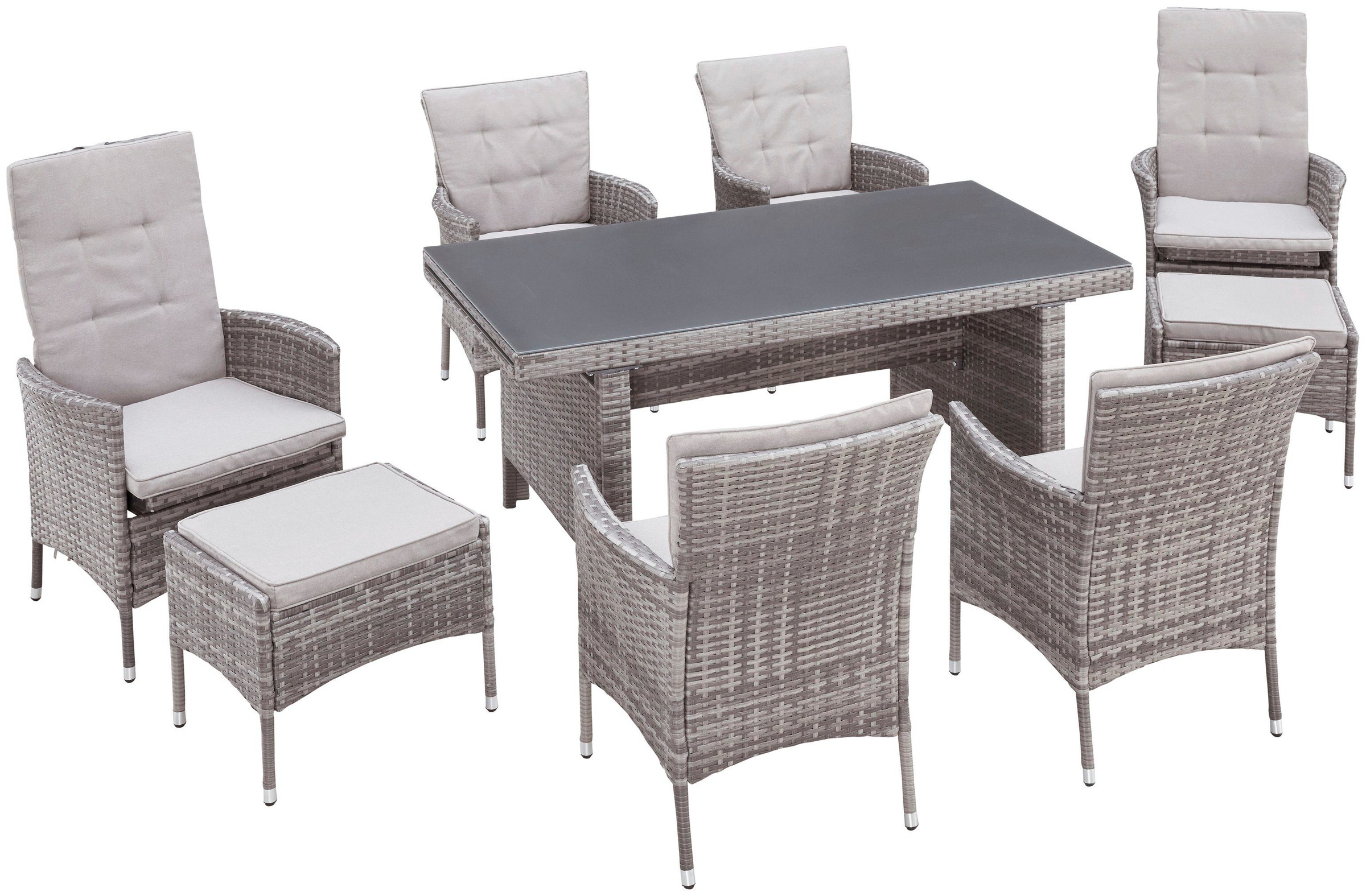 KONIFERA Garten-Essgruppe »Parla« Set, 6xSessel, 1x AZ-Tisch 150-242,5cm,2x günstig online kaufen