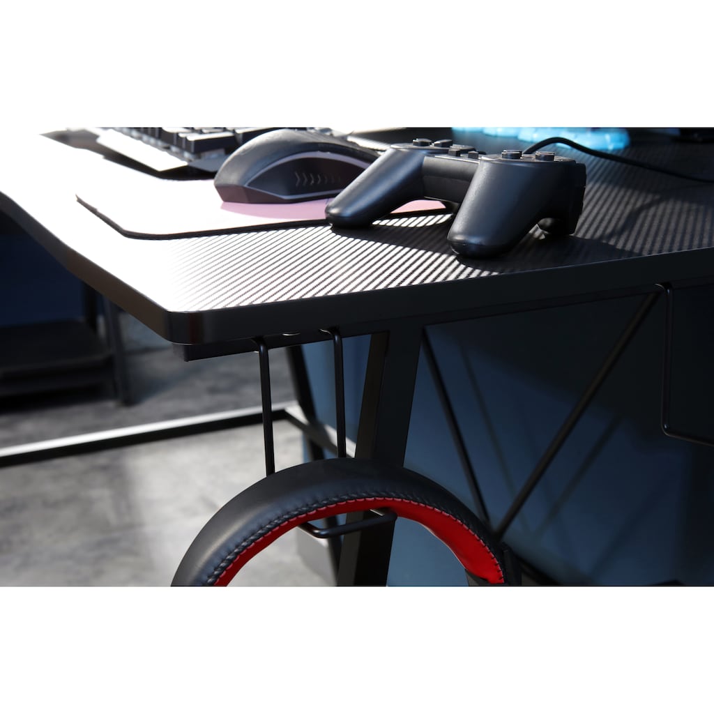 INOSIGN Gamingtisch »STREAKY, Schreibtisch, Computertisch, Kabeldurchlass, 2 Kopfhörerhaken«