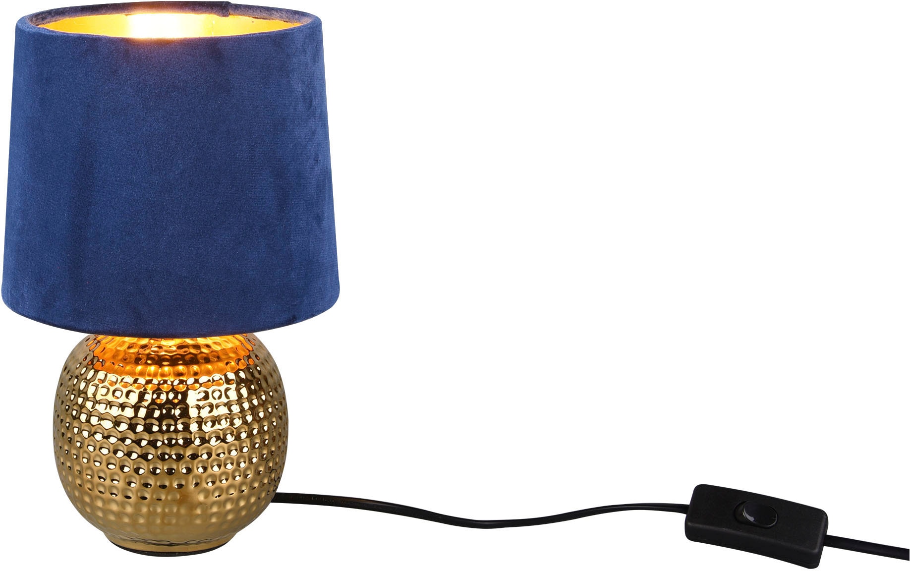 REALITY Leuchten Schreibtischlampe »Sophia« E14 1 Stk. Nachttischlampe, Keramik Fuß mit Samtschirm