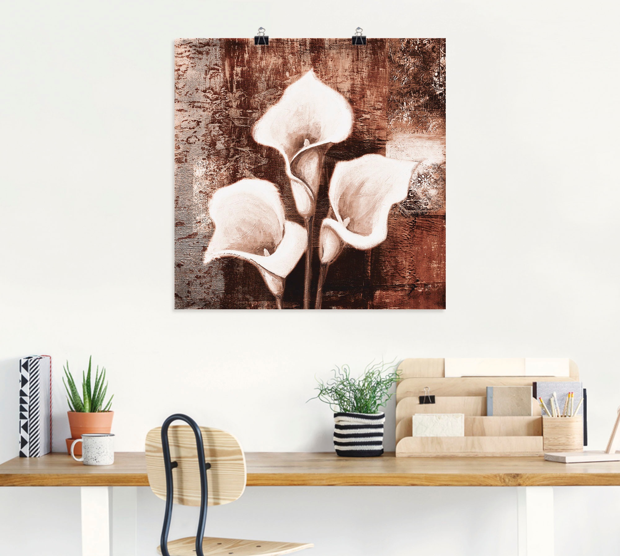 Artland Wandbild »Antike Callas - braun«, Blumen, (1 St.), als Leinwandbild, Poster in verschied. Größen