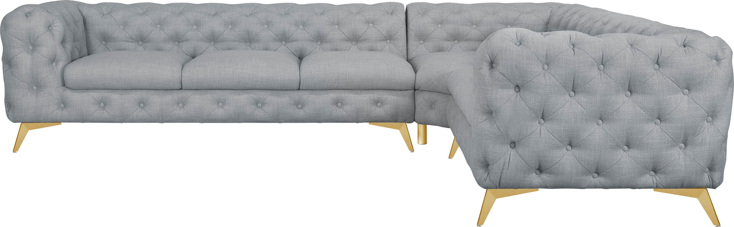Leonique Chesterfield-Sofa »Ecksofa GLYNIS L-Form mit Wellenunterfederung, günstig online kaufen
