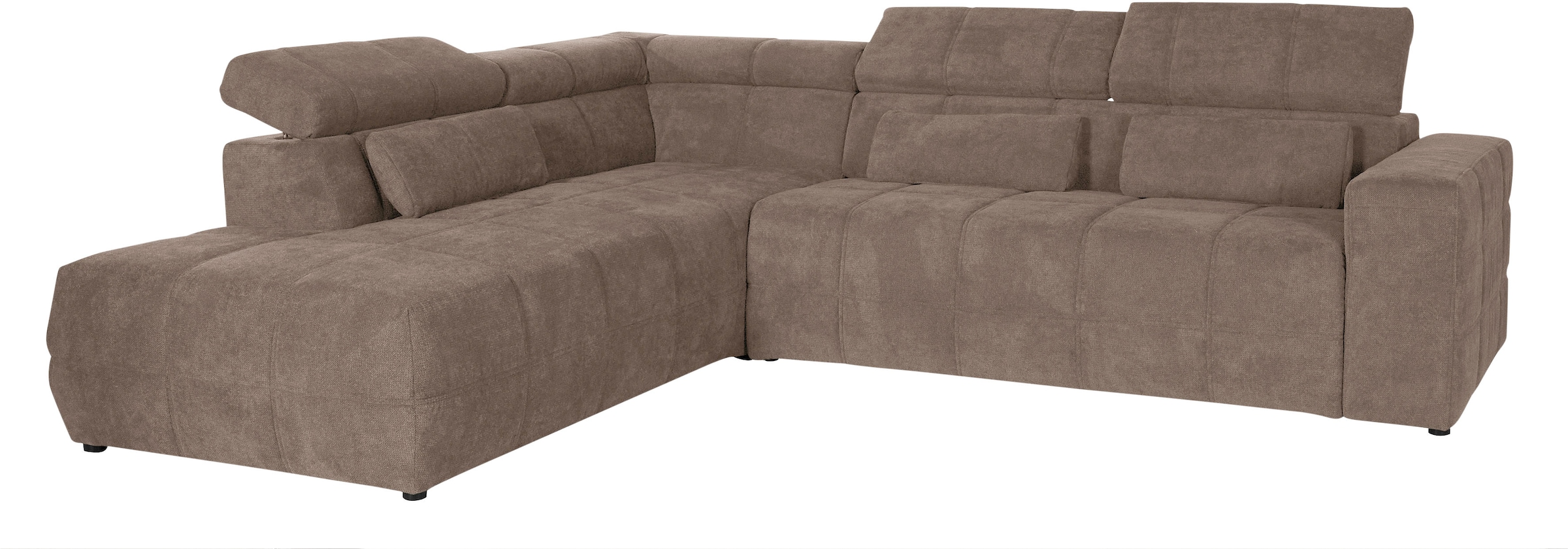 DOMO collection Ecksofa »Brandon L-Form, auch in Leder«, inklusive Kopfteilverstellung, wahlweise mit Sitztiefenverstellung