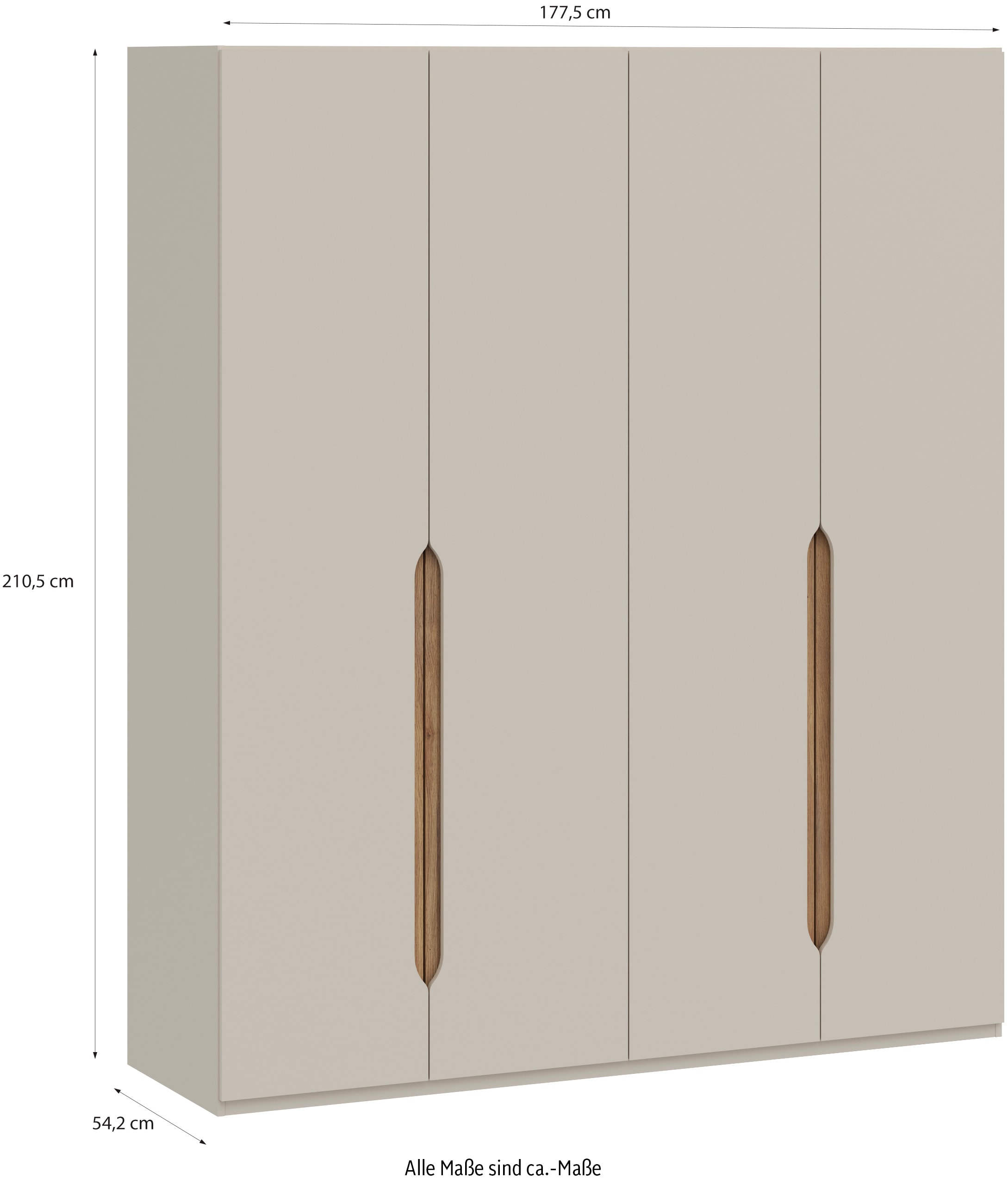 FORTE Drehtürenschrank, Höhe 2,10 mtr., stehende Montage, Grifflos