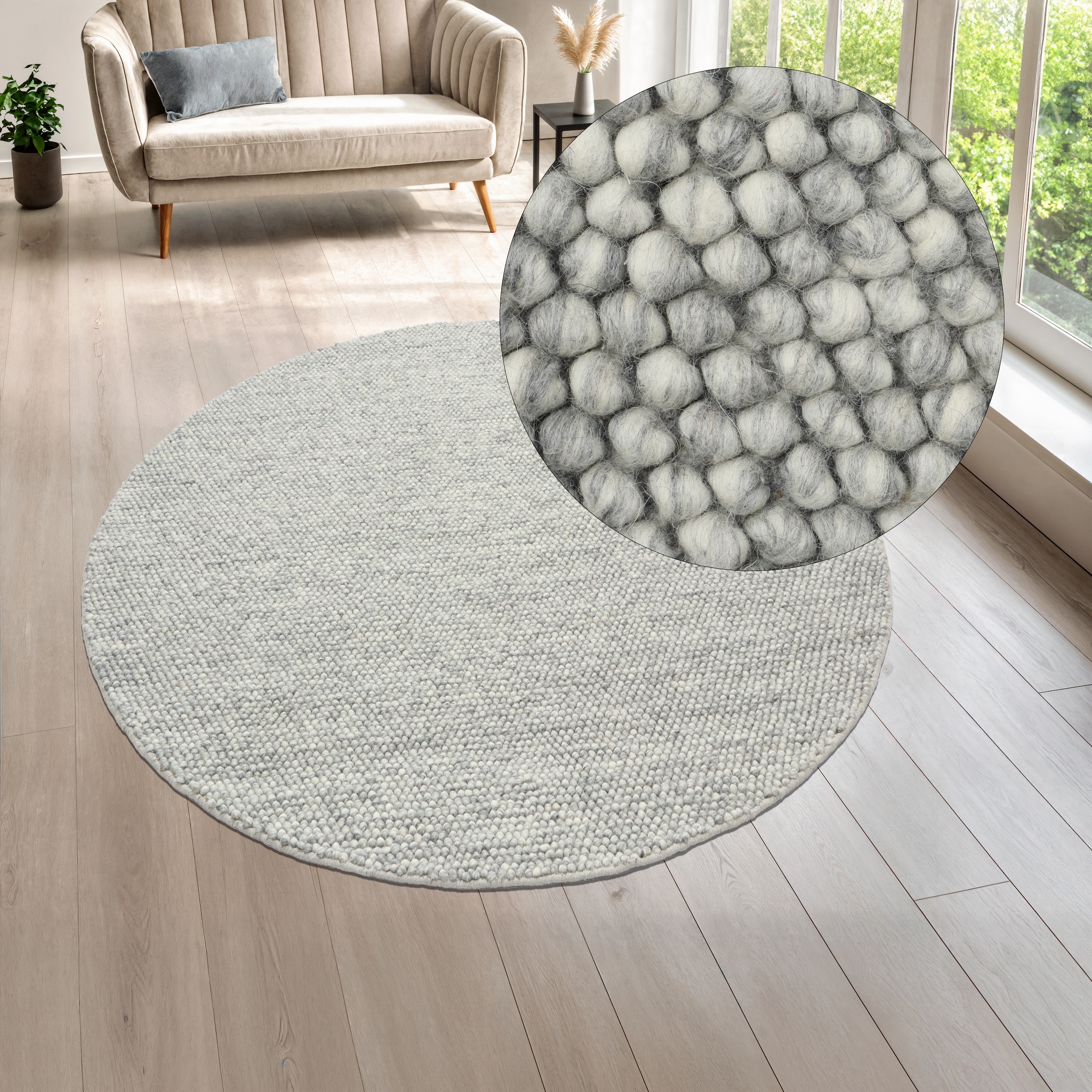 LeGer Home by Lena Gercke Teppich »Ainhoa, handgewebt, Wolle« rund 12 mm Höhe Teppich, Wohnzimmer, Schlafzimmer, Esszimmer