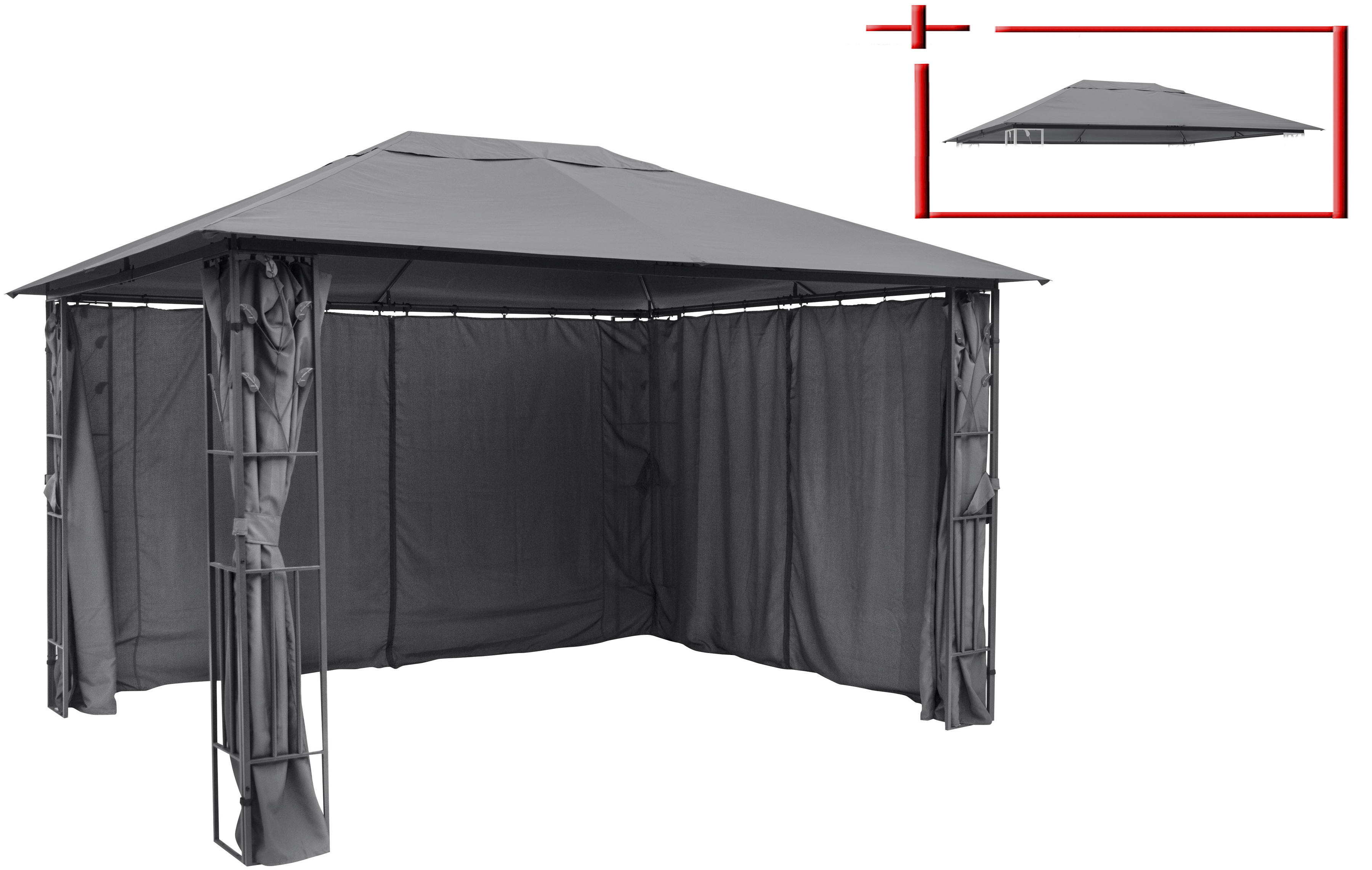 Pavillon »Athen«, BxT: 300x400 cm, Blätter-Optik, inkl. 4 Seitenteile und Ersatzdach