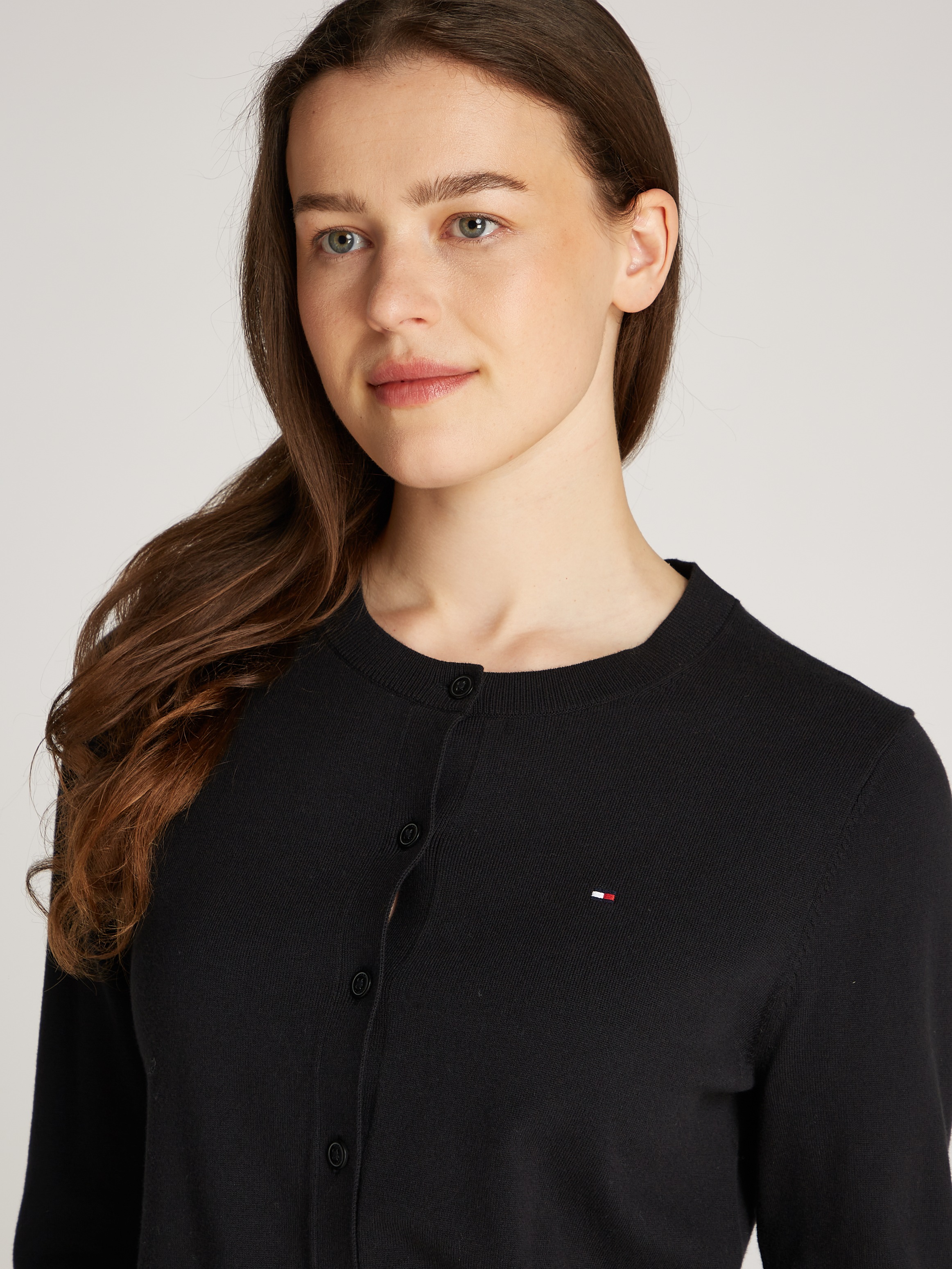 Tommy Hilfiger Cardigan »CO JERSEY STITCH CARDIGAN«, mit Logostickerei