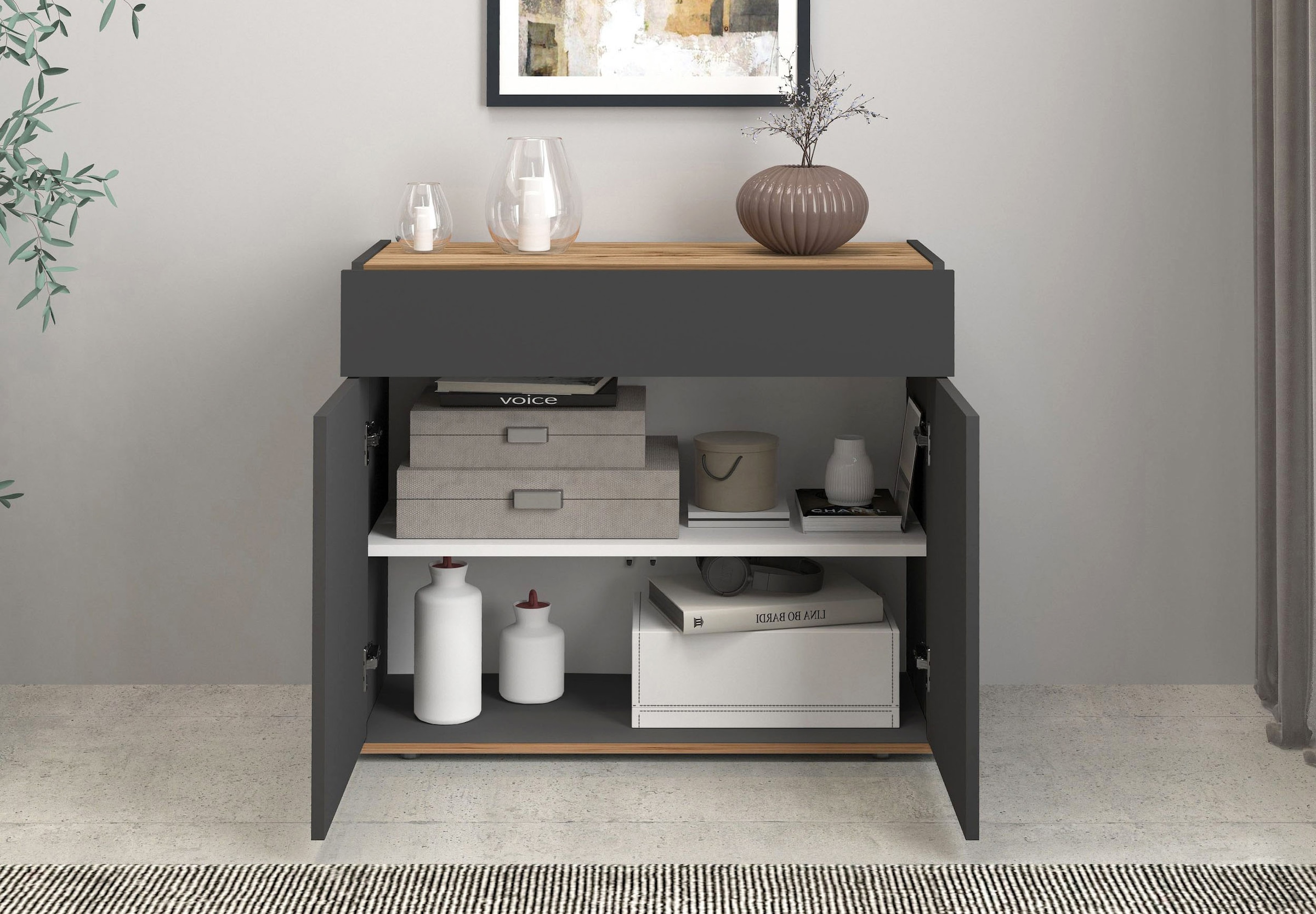 INOSIGN Sideboard »Garda, Kommode, Schrank, Kredenz«, 2 Türen, 1 Schublade,grifflos Breite 80,9 cm