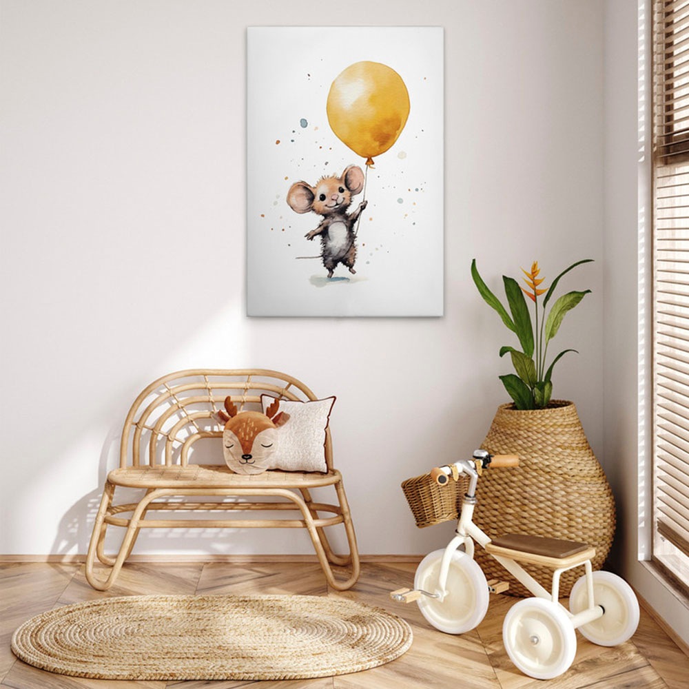 A.S. Création Leinwandbild »Cute Mouse Yellow - Wandbild Weiß Braun Keilrah günstig online kaufen